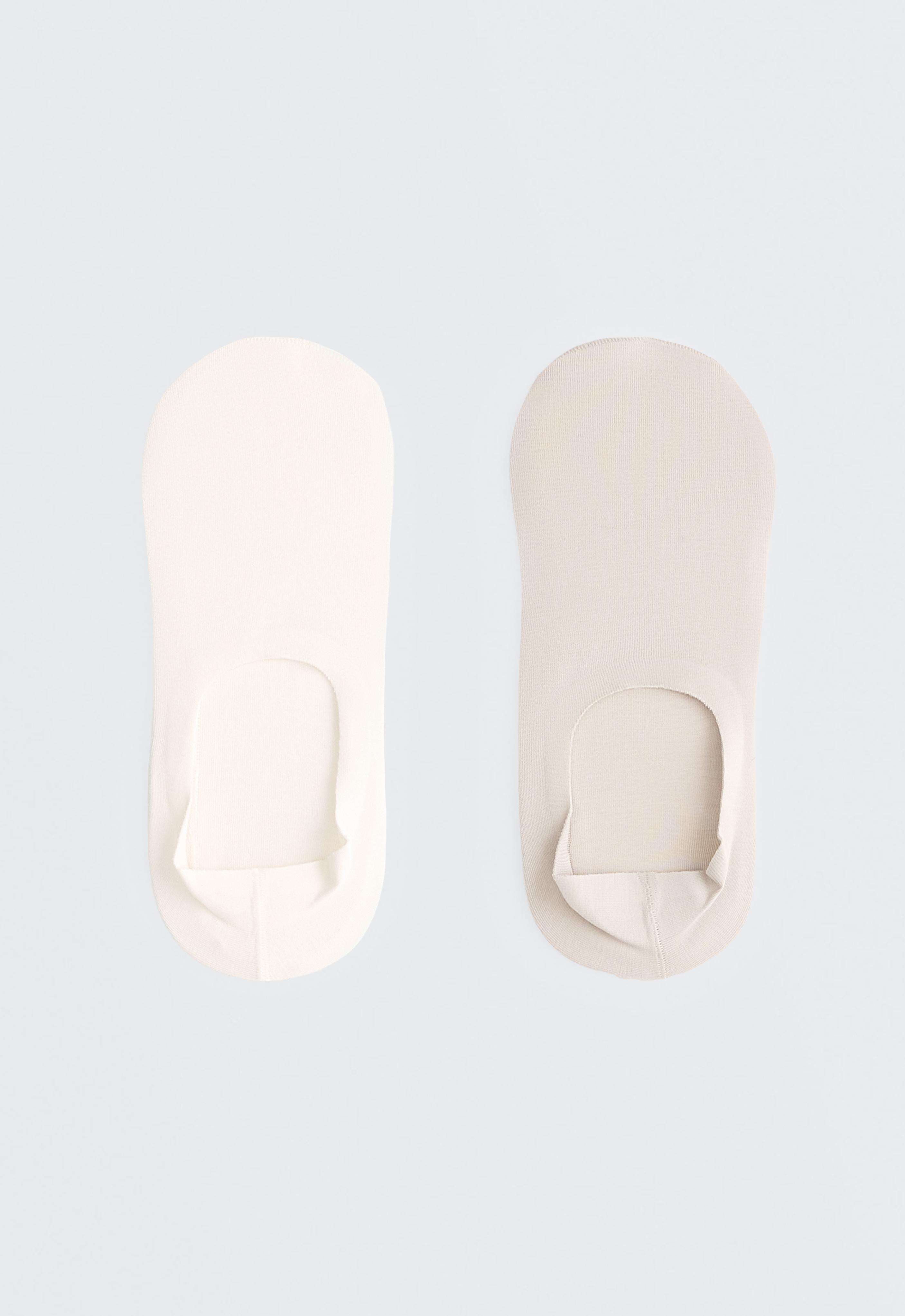 2 pairs of high-cut ribbed cotton blend invisible socks — LIGHT STONE