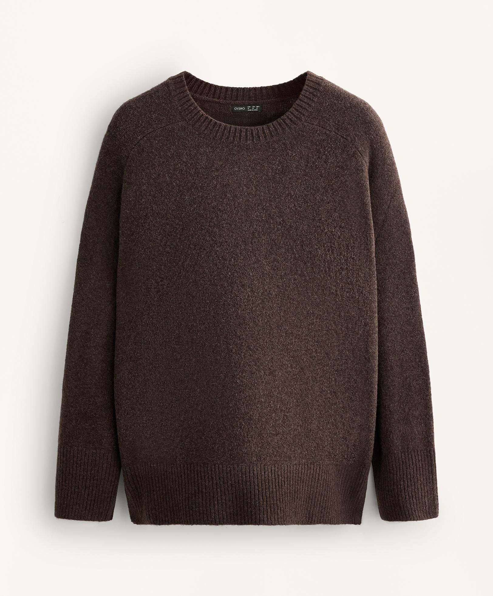 Soft knit crew neck jumper — BROWN