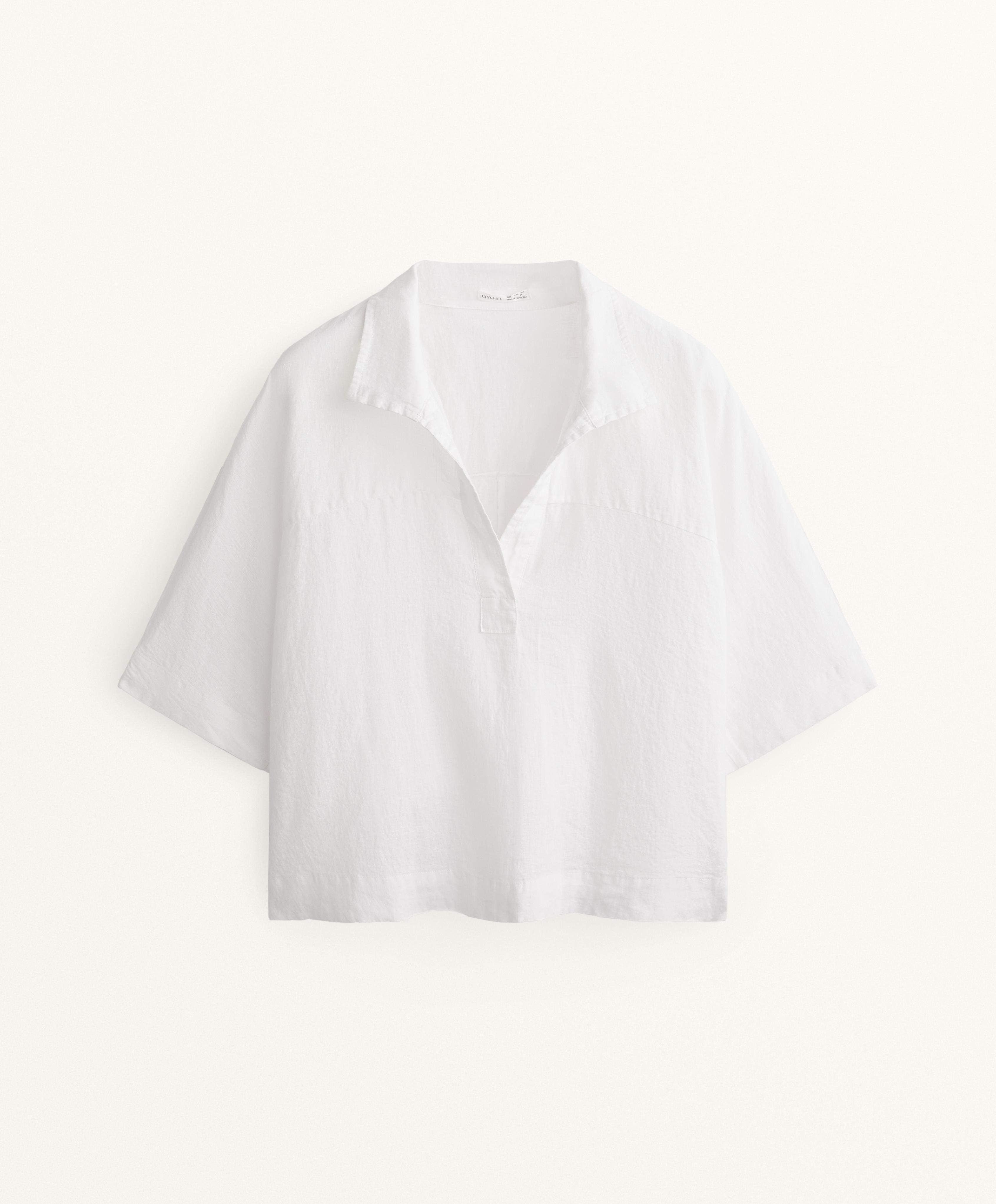 Oversized short sleeve 100% linen shirt