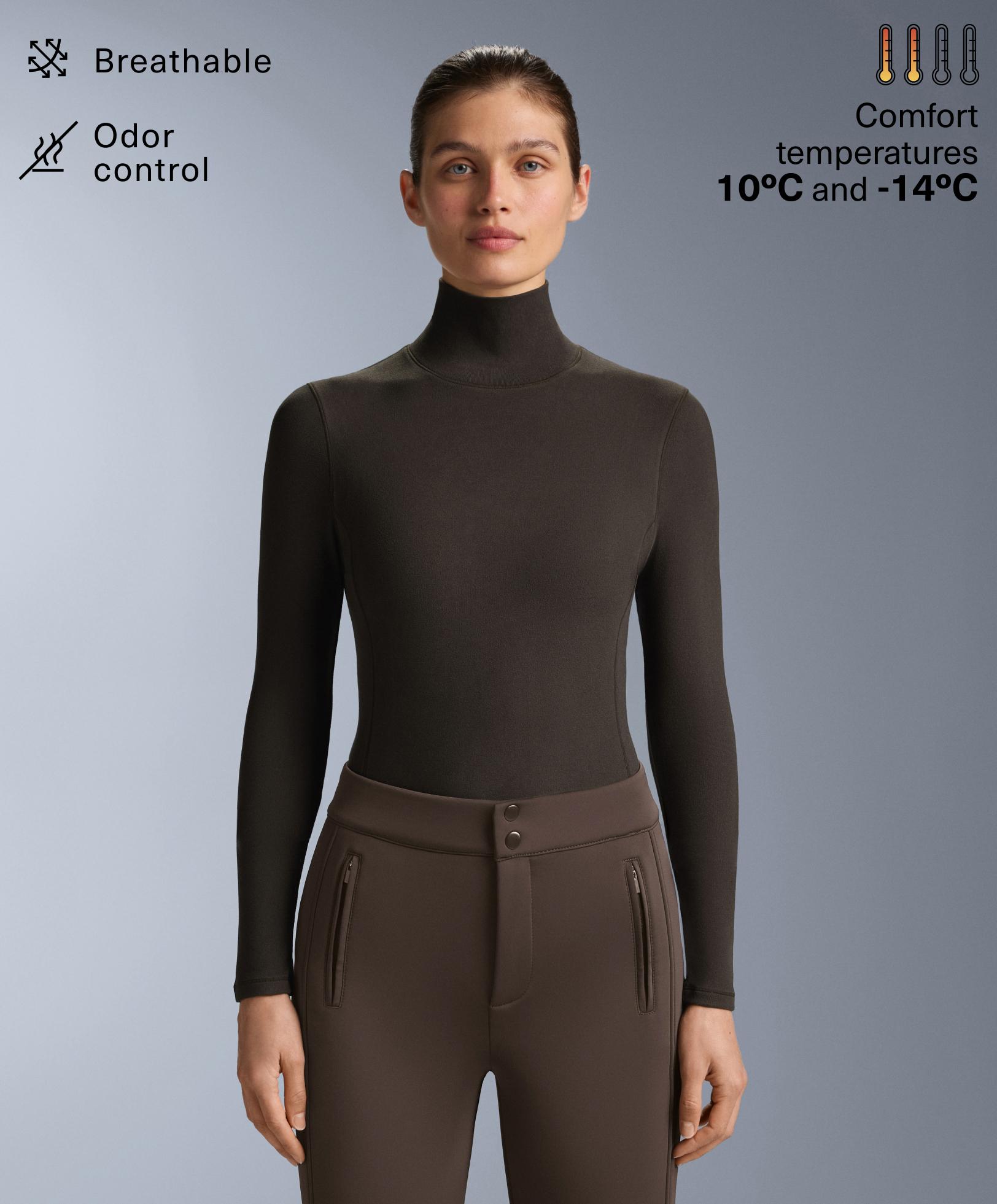 High-neck thermal base layer fleece top