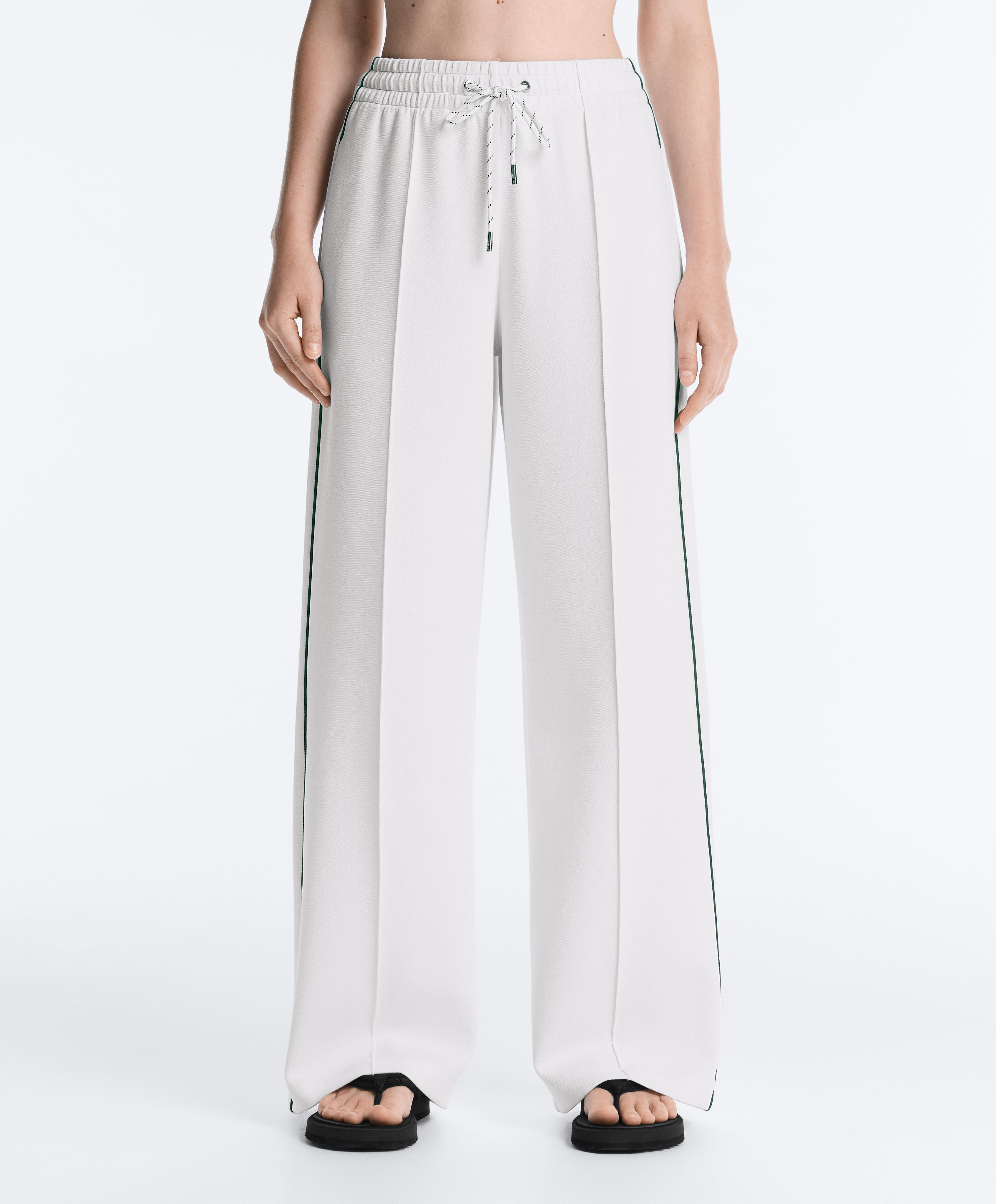 Pantalón recto nervio piqué con algodón piping