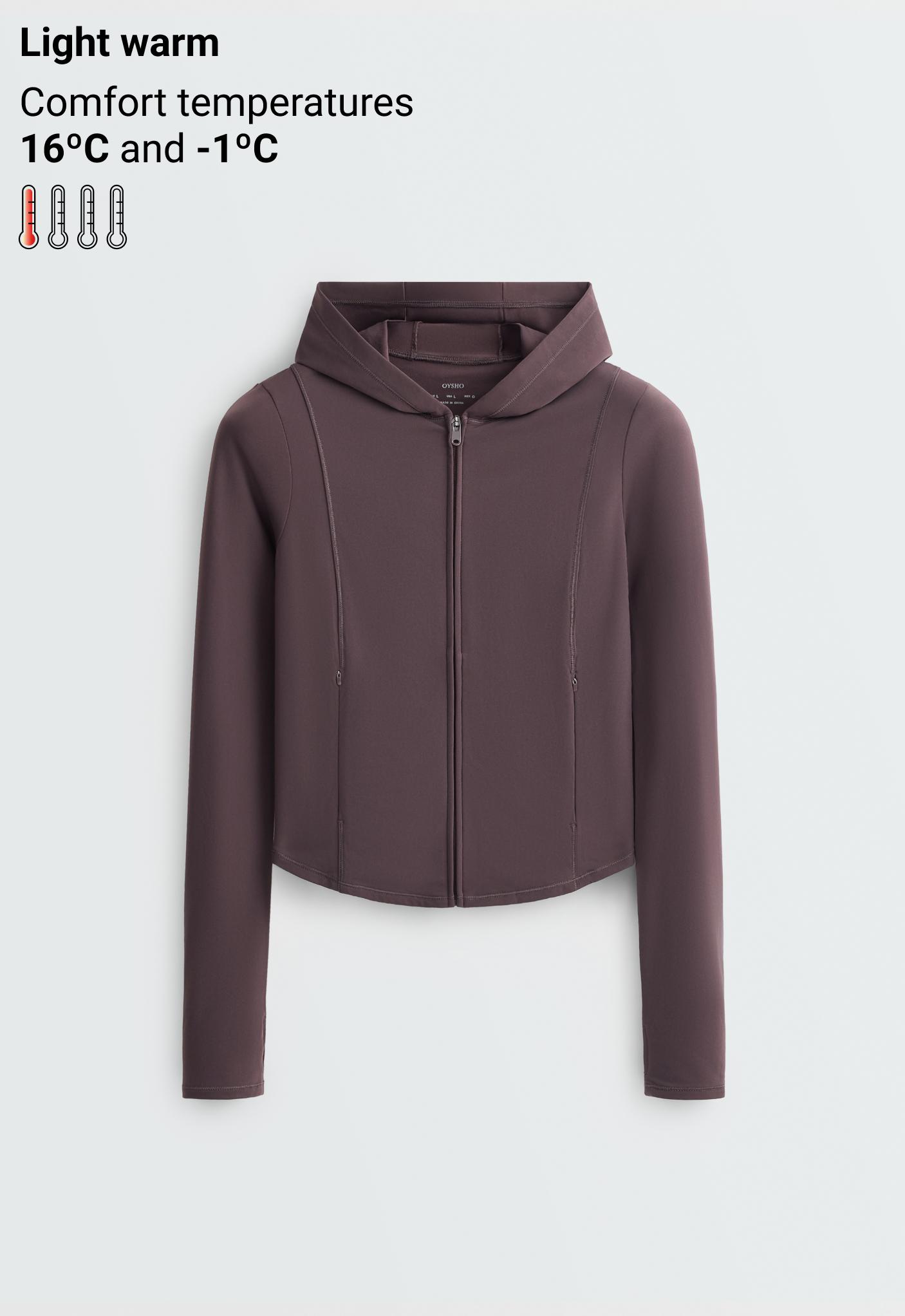 Light warm cropped technical jacket — Purplish brown