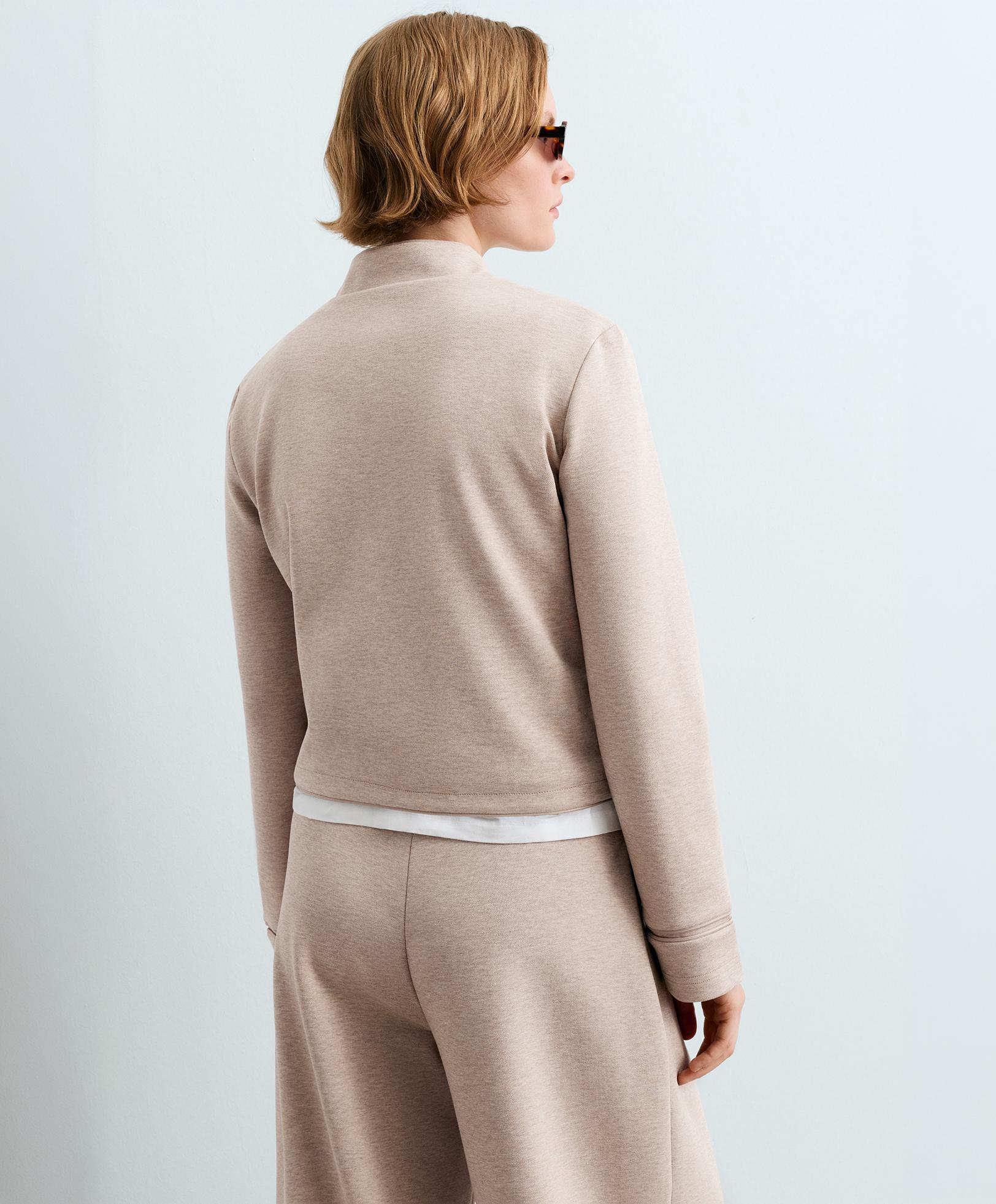 Tuxedo collar cotton jacket — SOFT MINK