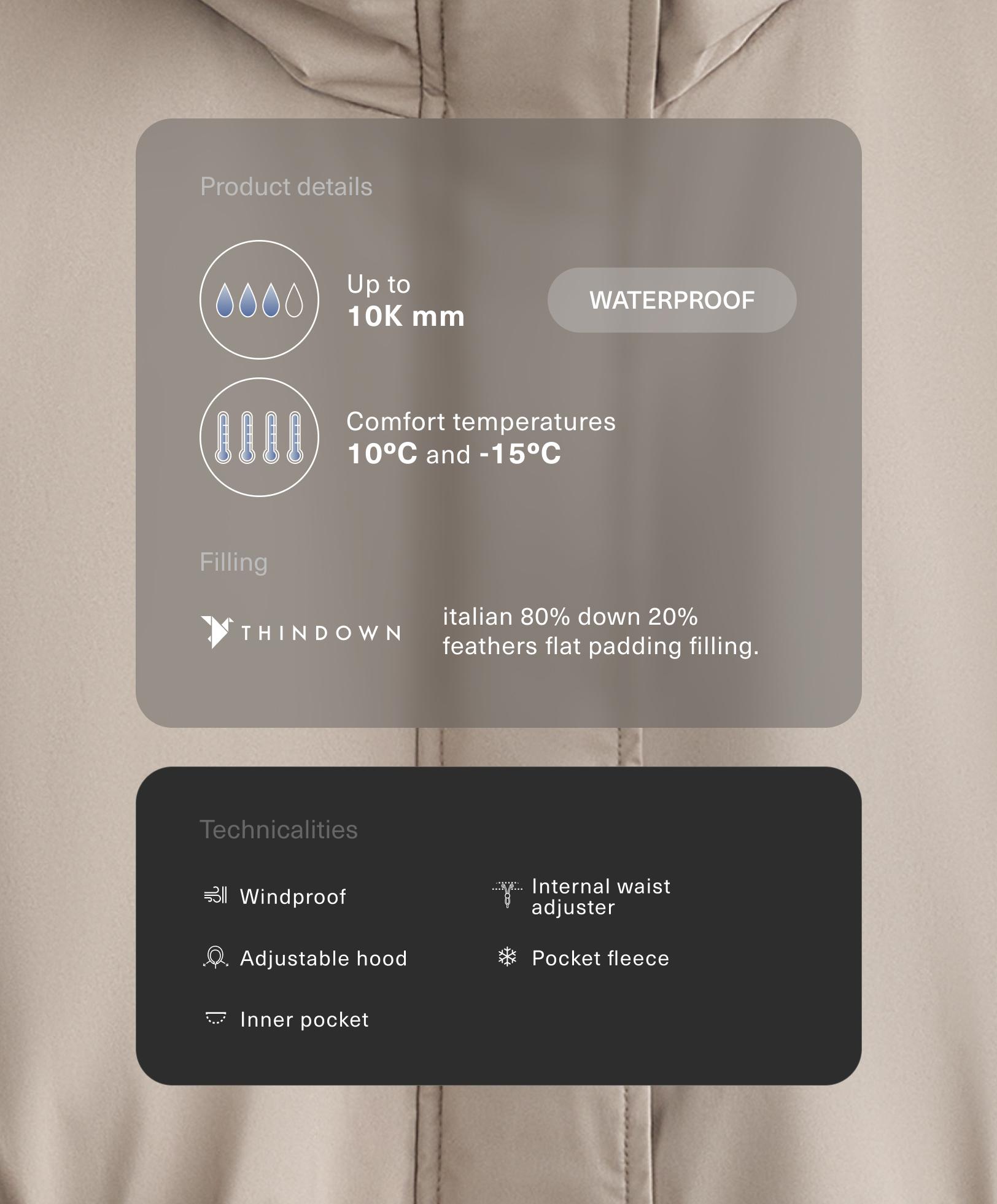 Ελαφρύ καπιτονέ αδιάβροχο μπουφάν 10k ThindownTM - Εκπτώσεις