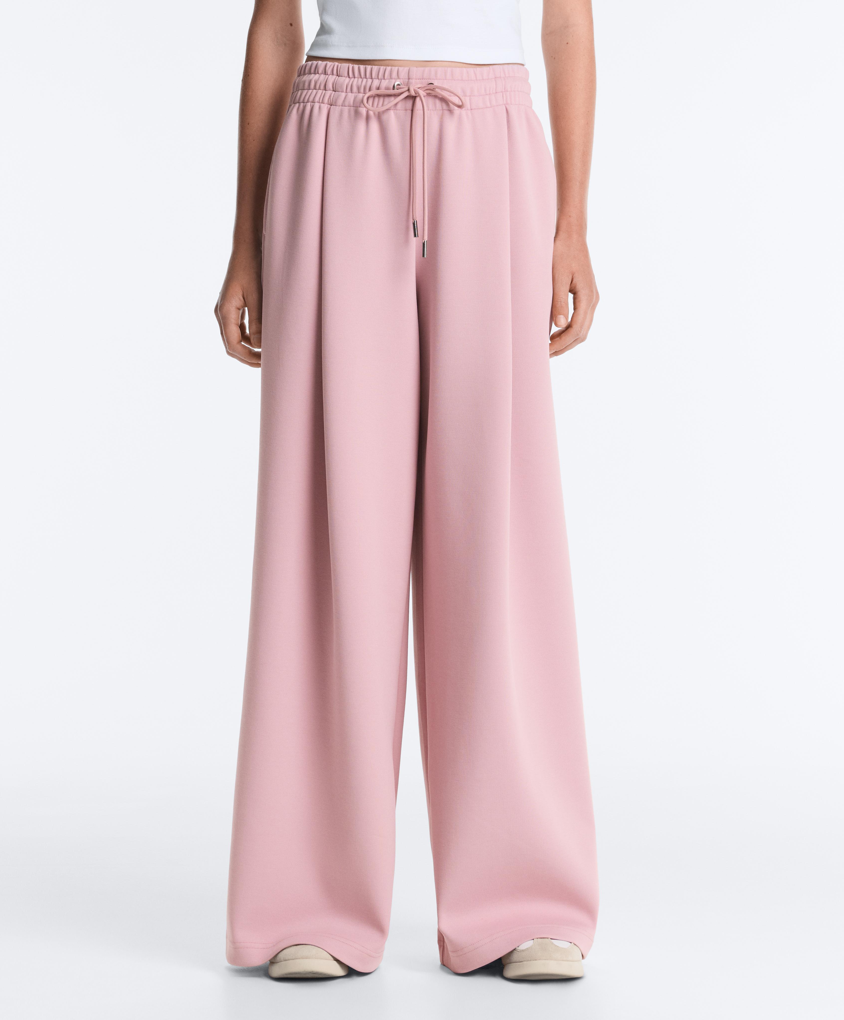 Cotton piqué pleated straight-leg trousers Cotton piqué pleated straight-leg trousers