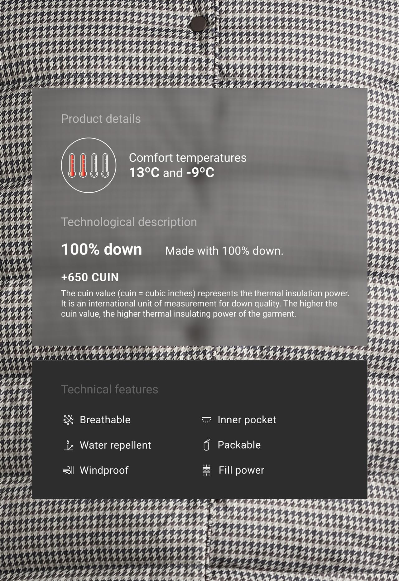 100% down padded packable jacket — TAUPE