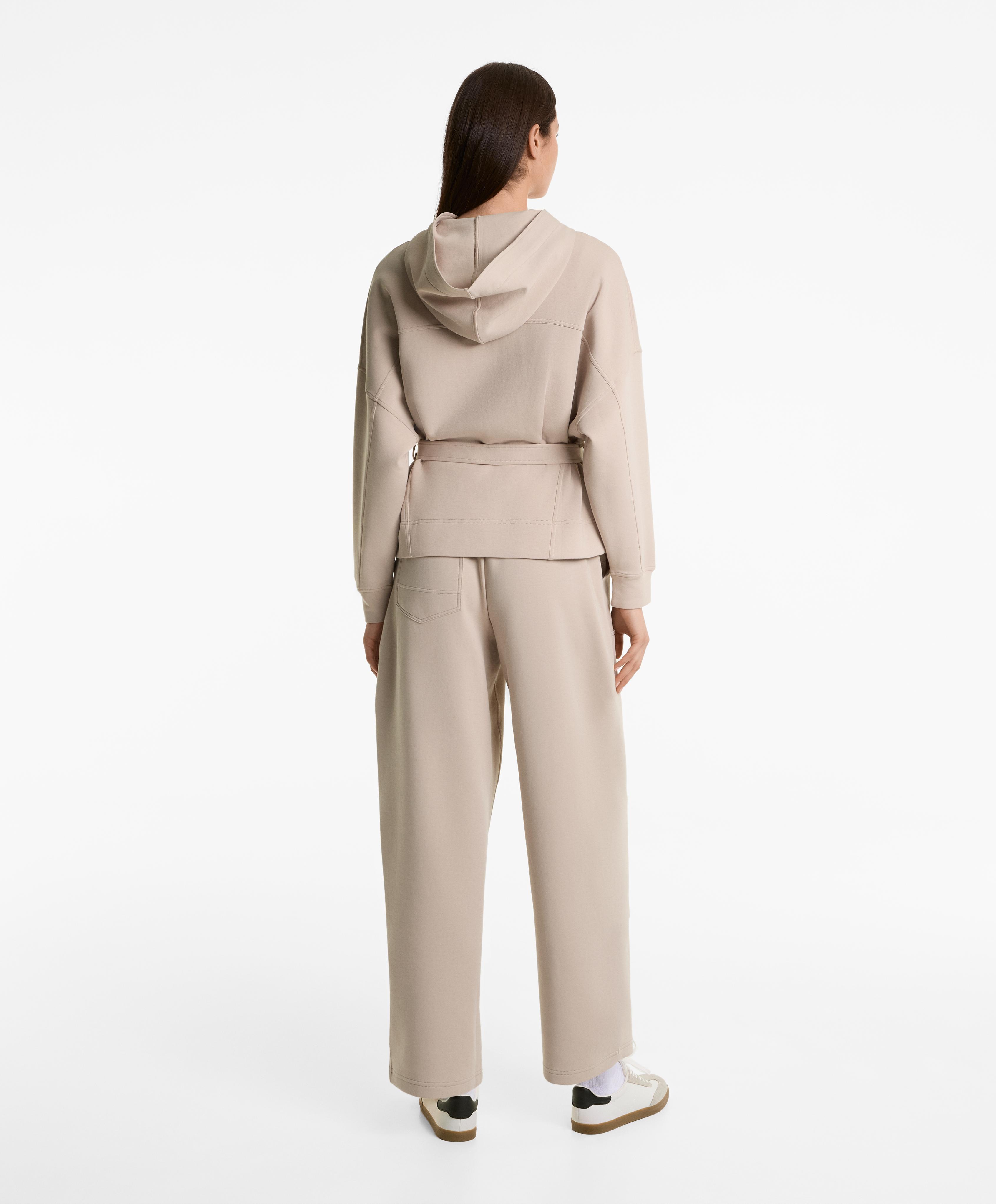 Ensemble droit en mélange de coton camel