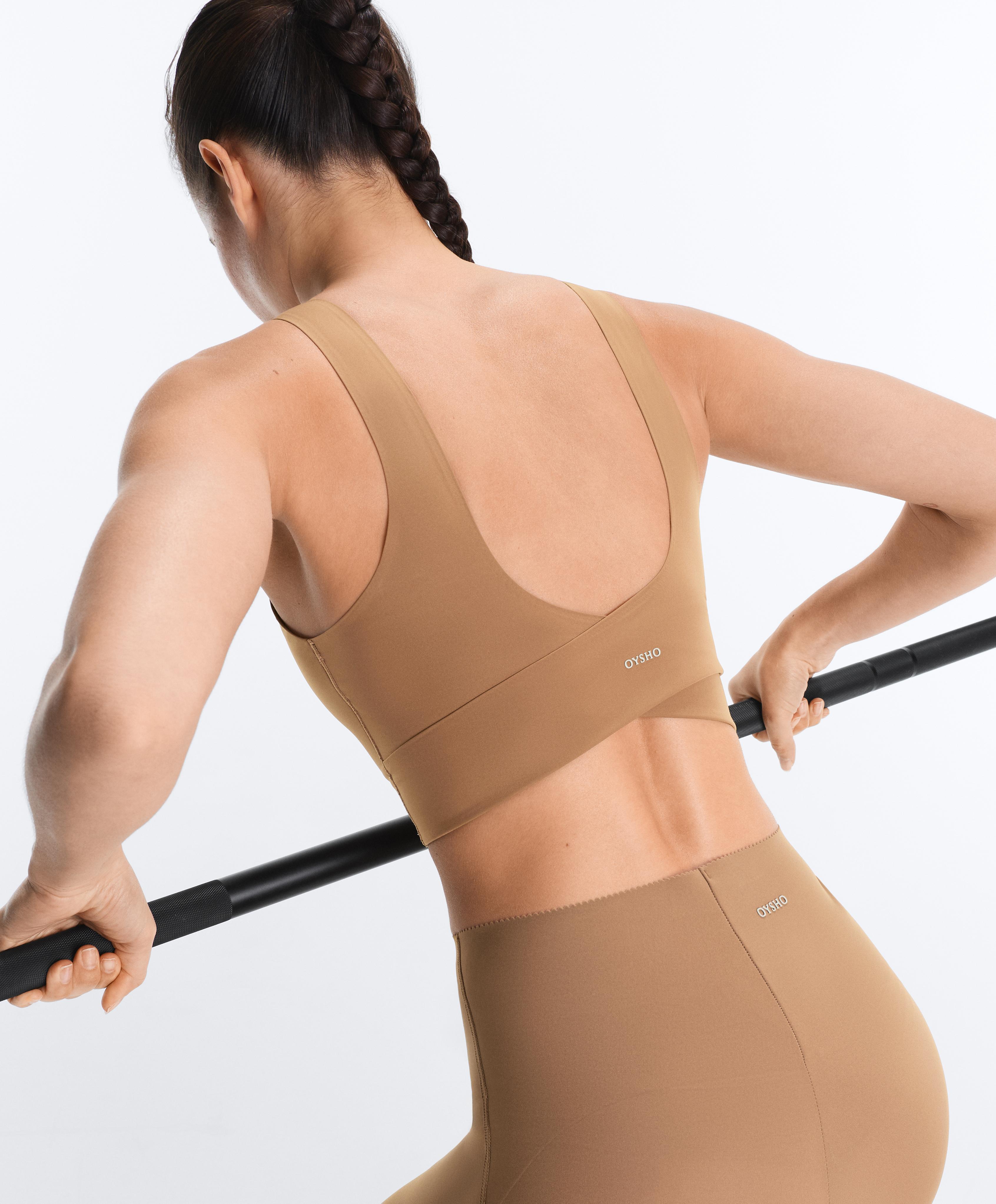 Light Touch crossover back tank top — PALE BROWN