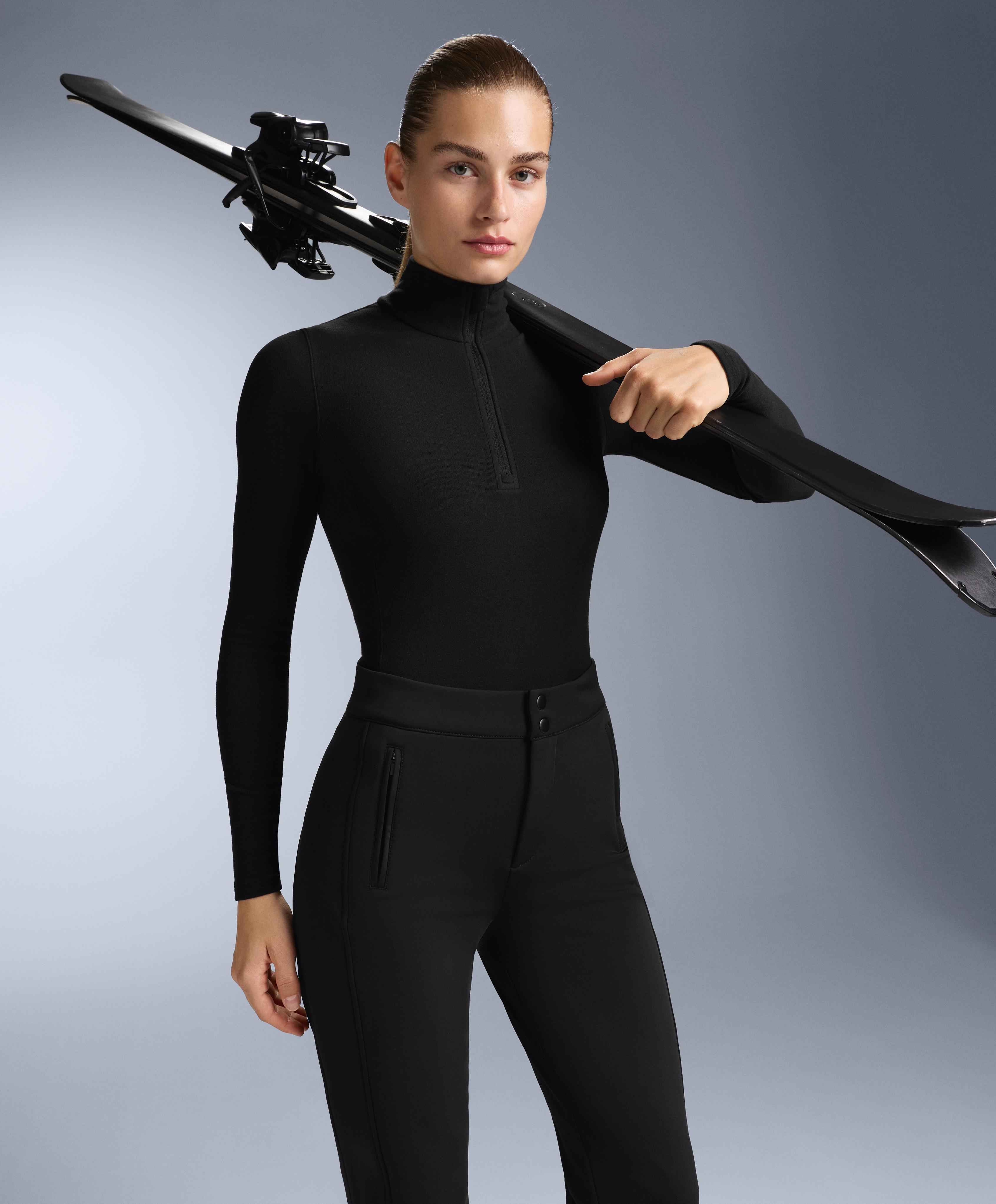 Half-zip polar thermal base layer T-shirt — BLACK