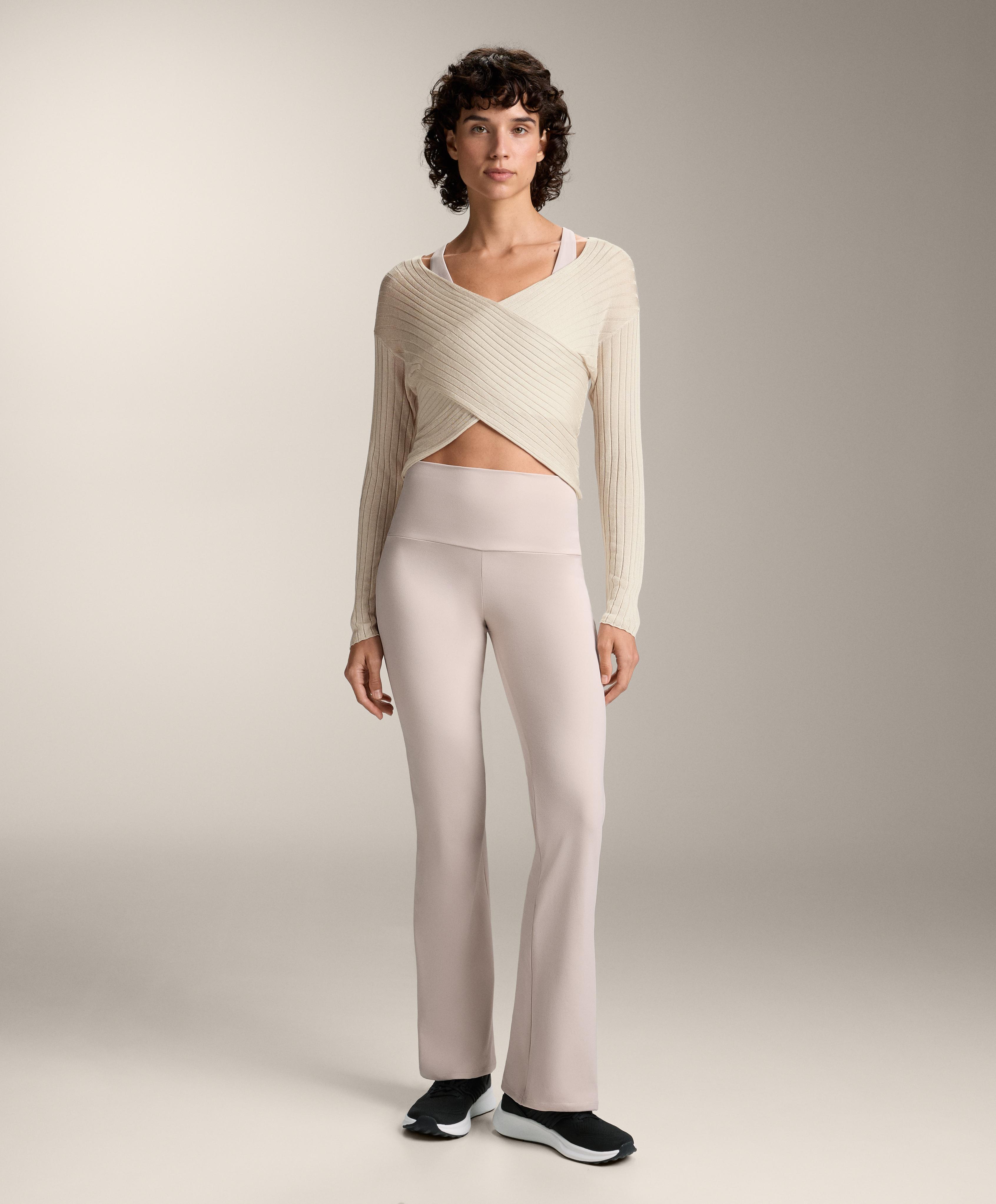 Semi-sheer fine knit rib crossover jumper - Sale