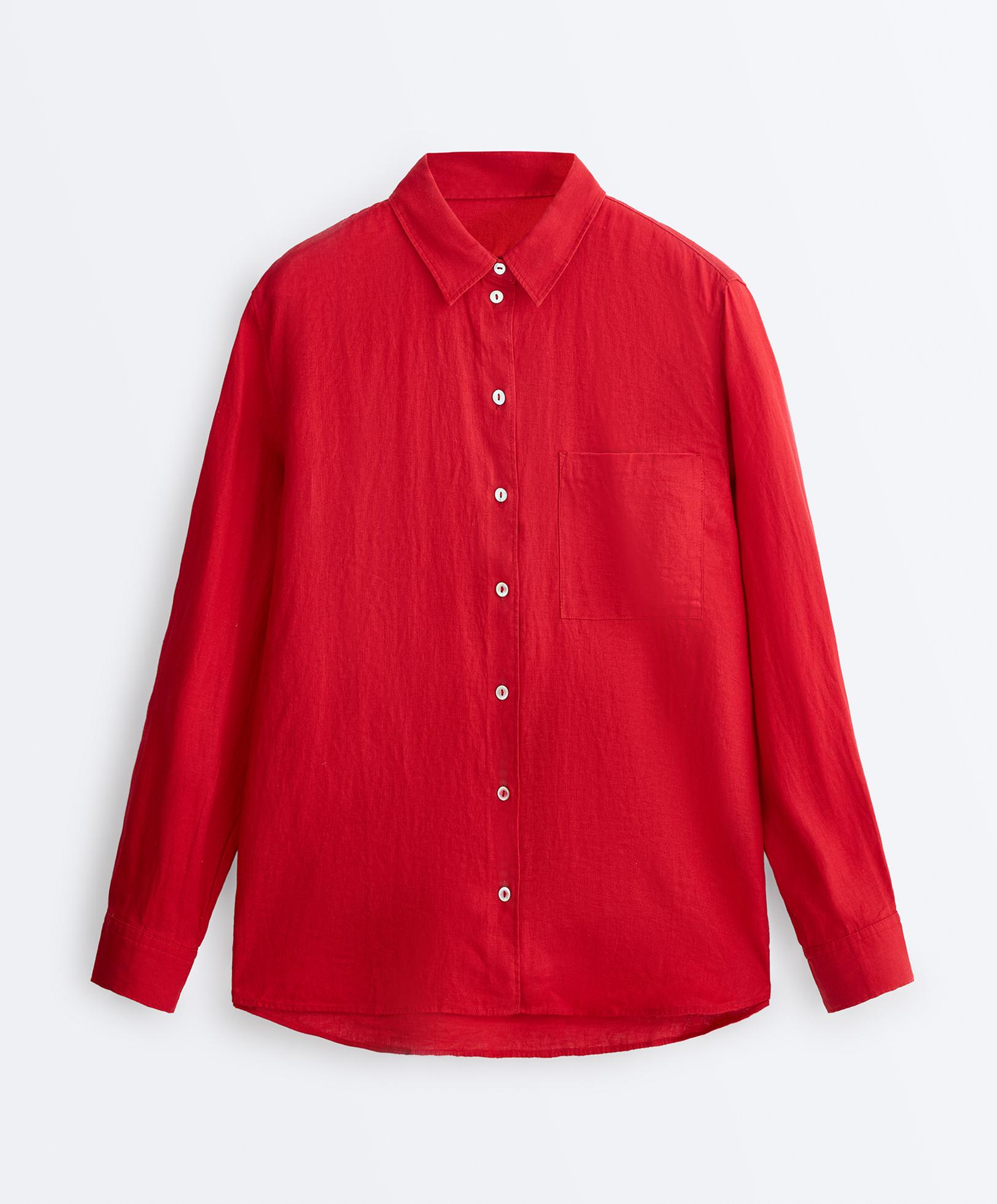 100% linen relaxed shirt — BRIGHT RED