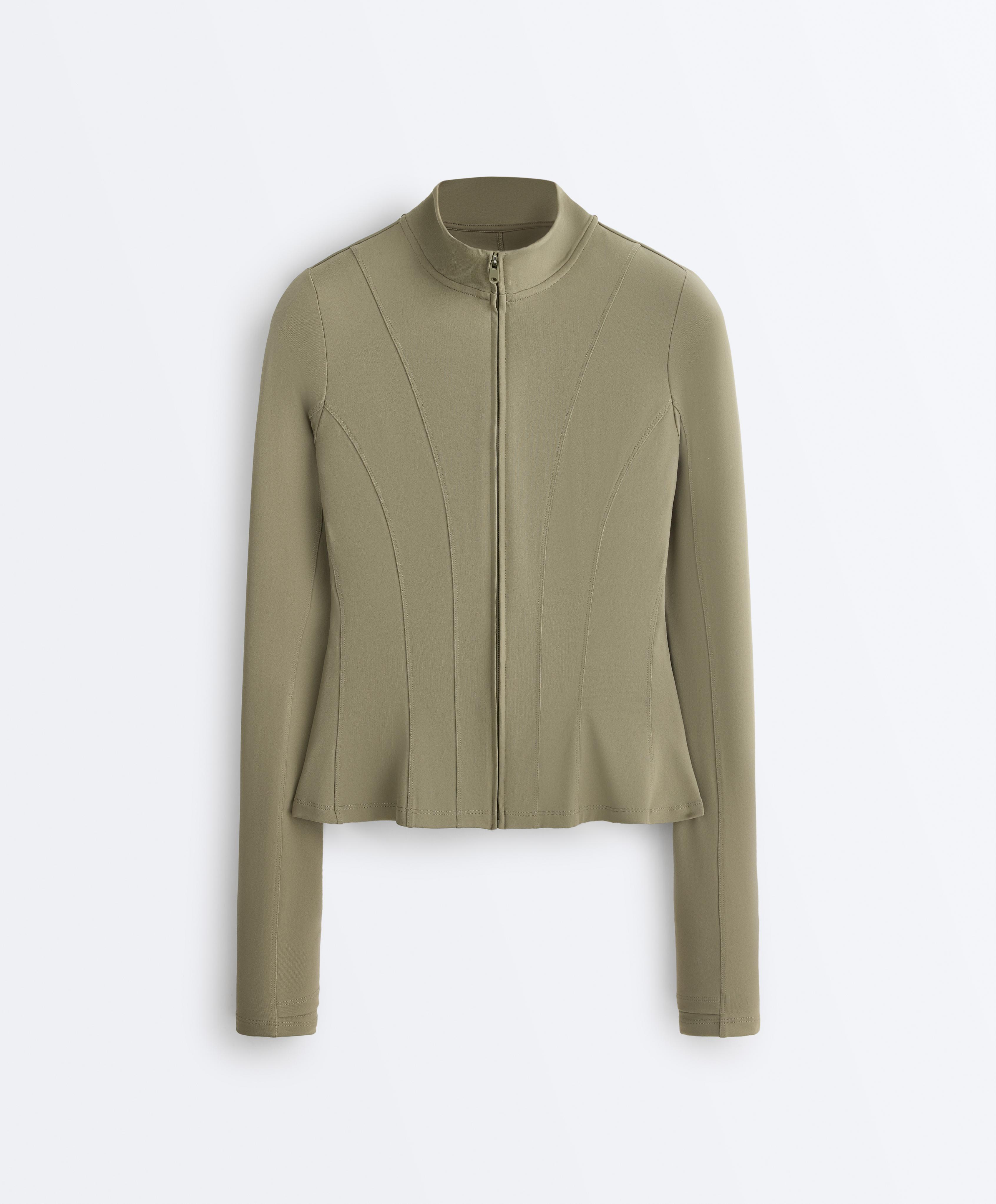 Evermove peplum technical jacket — WASHED KHAKI