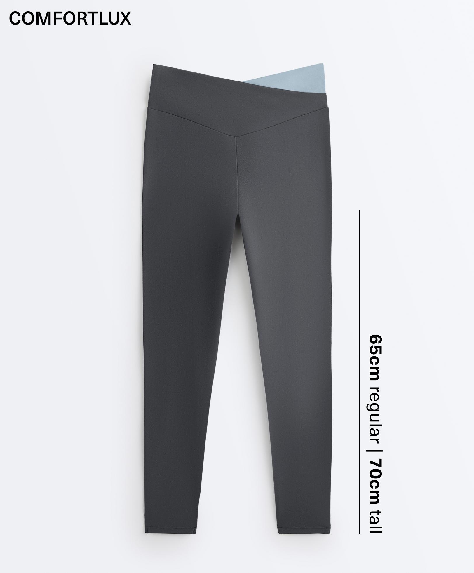 Comfortlux V-waist contrast ankle-length leggings — ASPHALT