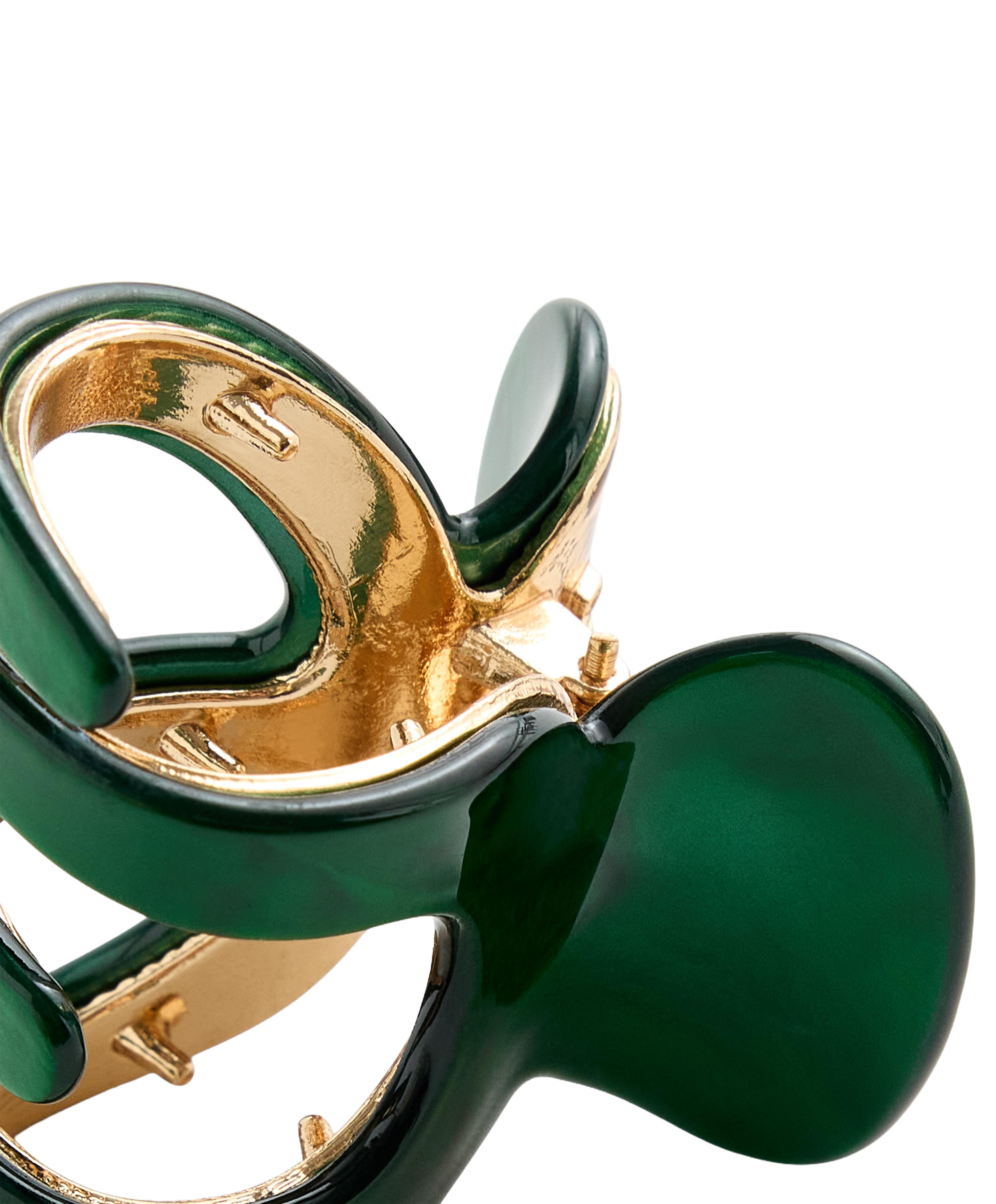 Medium metallic hair clip — DARK EMERALD