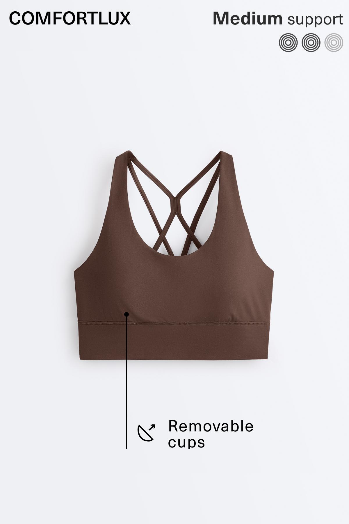 Medium-support Comfortlux sports bra with cups — BROWN