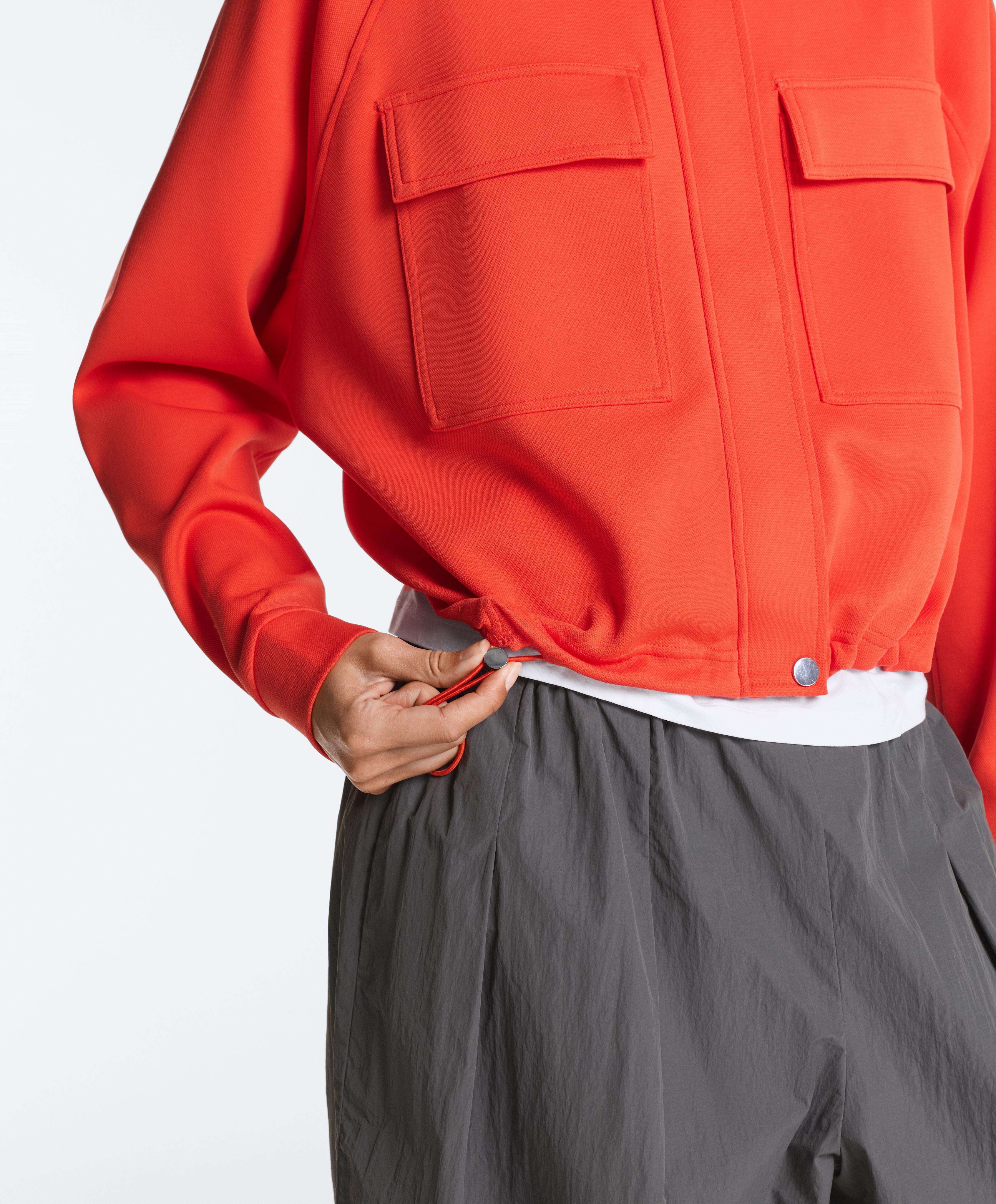 Cotton piqué pocket jacket — BRIGHT ORANGE