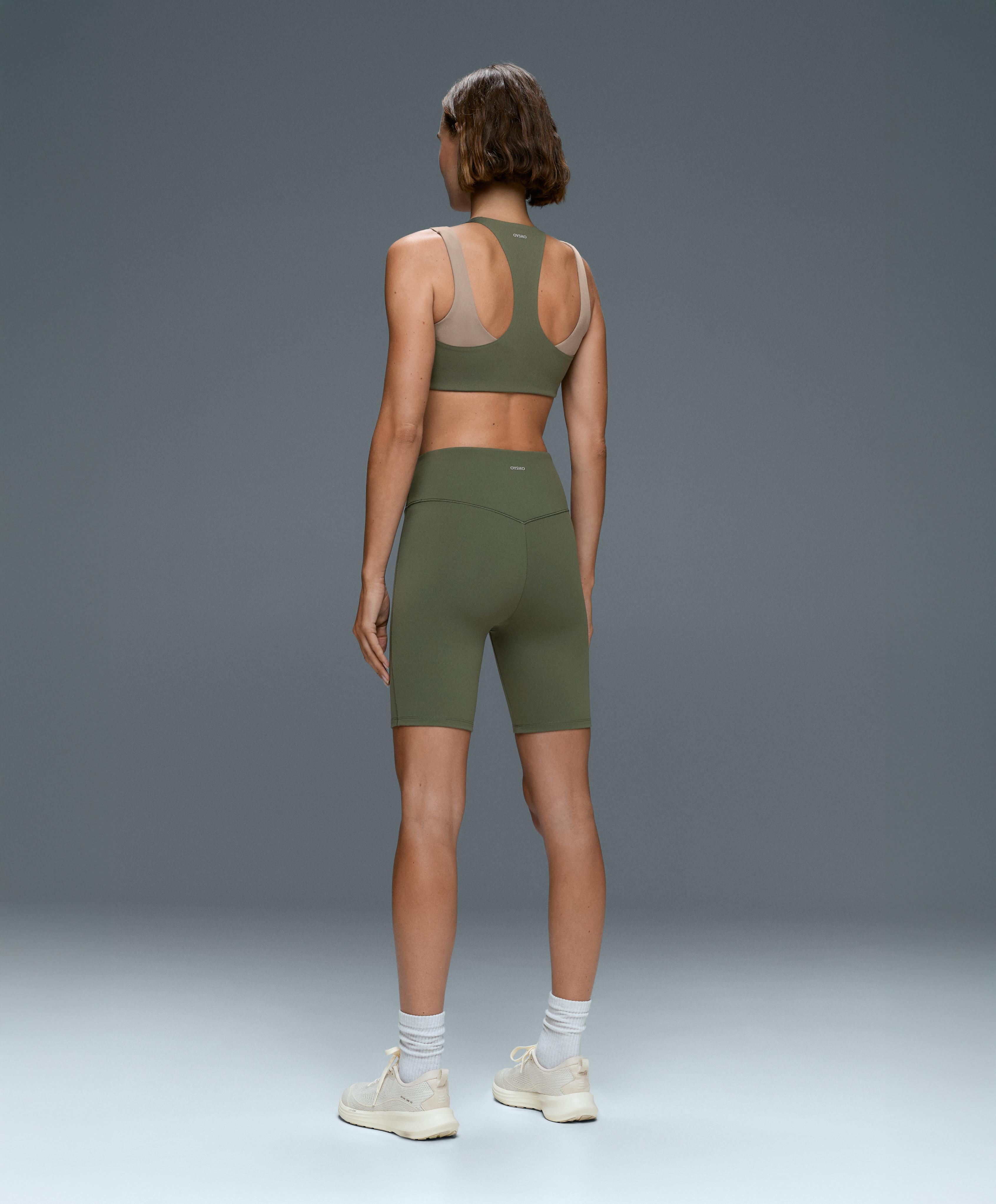 Evermove medium-support double-layer sports bra — KHAKI