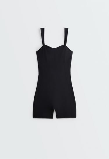 Comfortlux sweetheart neckline short jumpsuit — BLACK 7