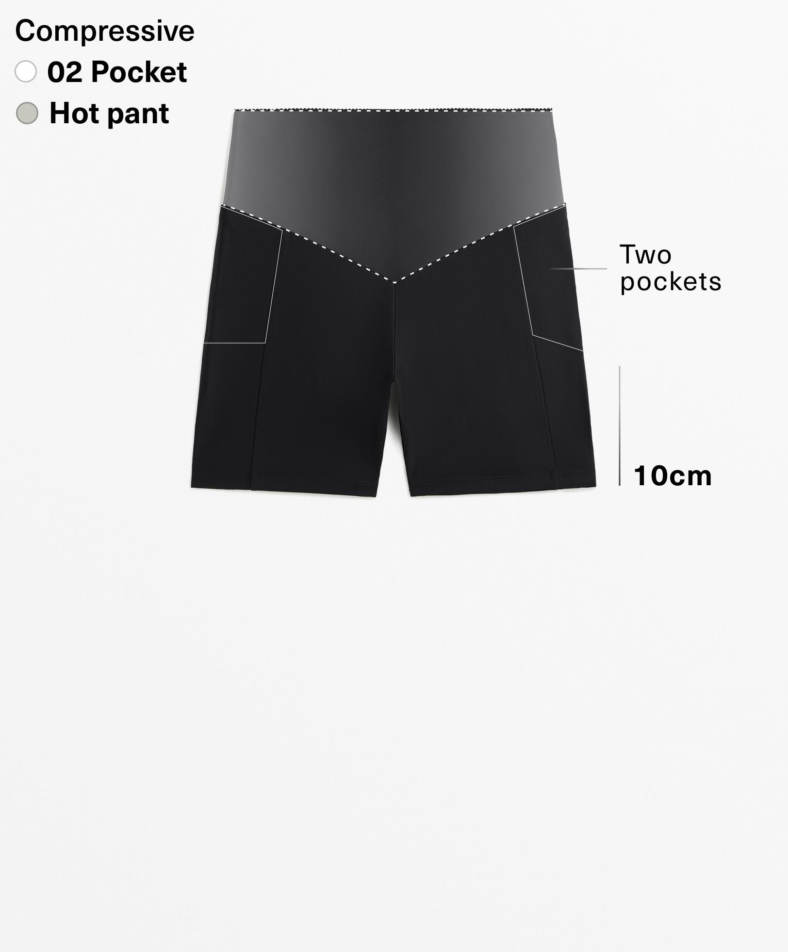 10cm Compressive pocket high rise hot pants