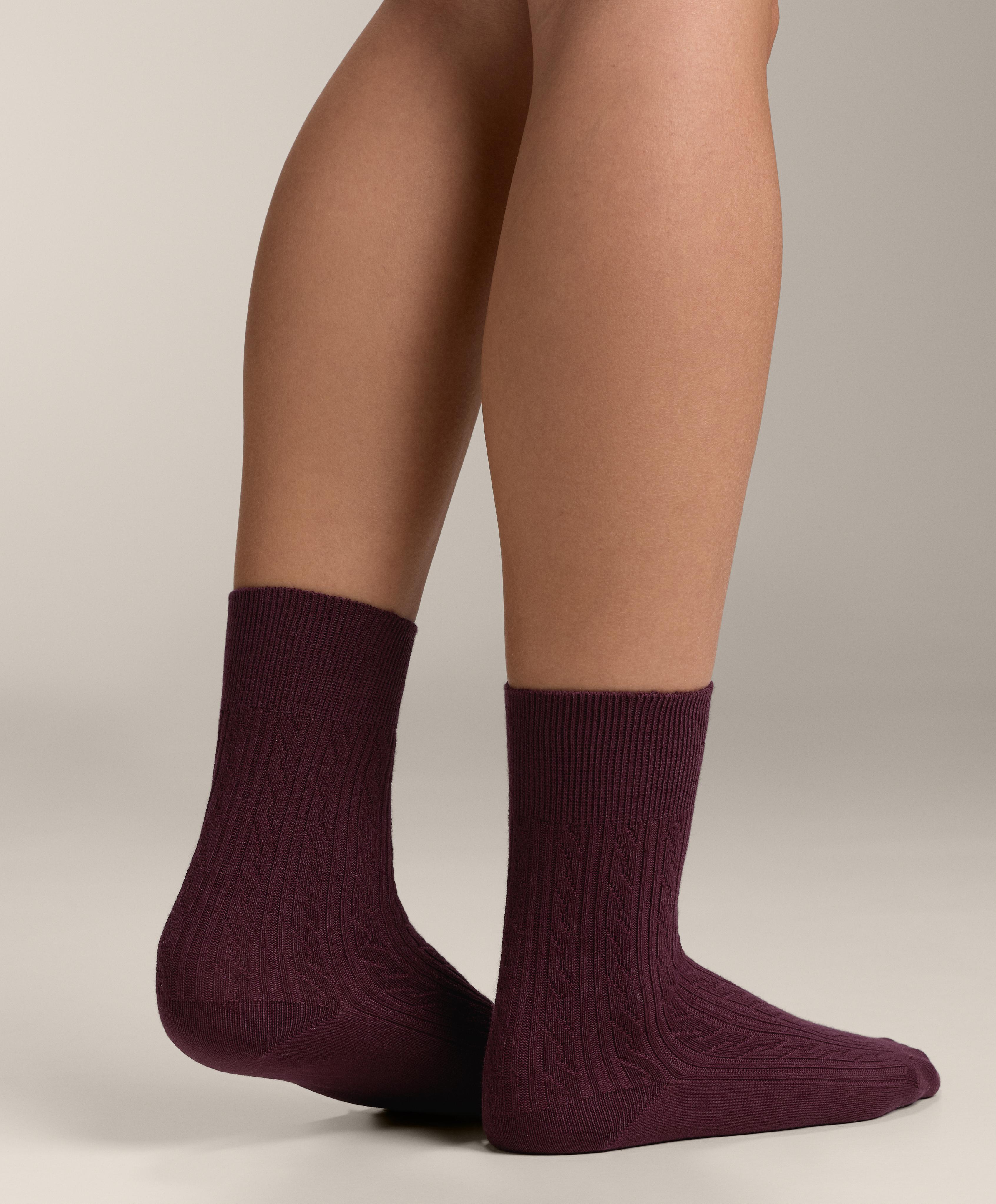 3 pairs of cotton blend classic socks — BURGUNDY