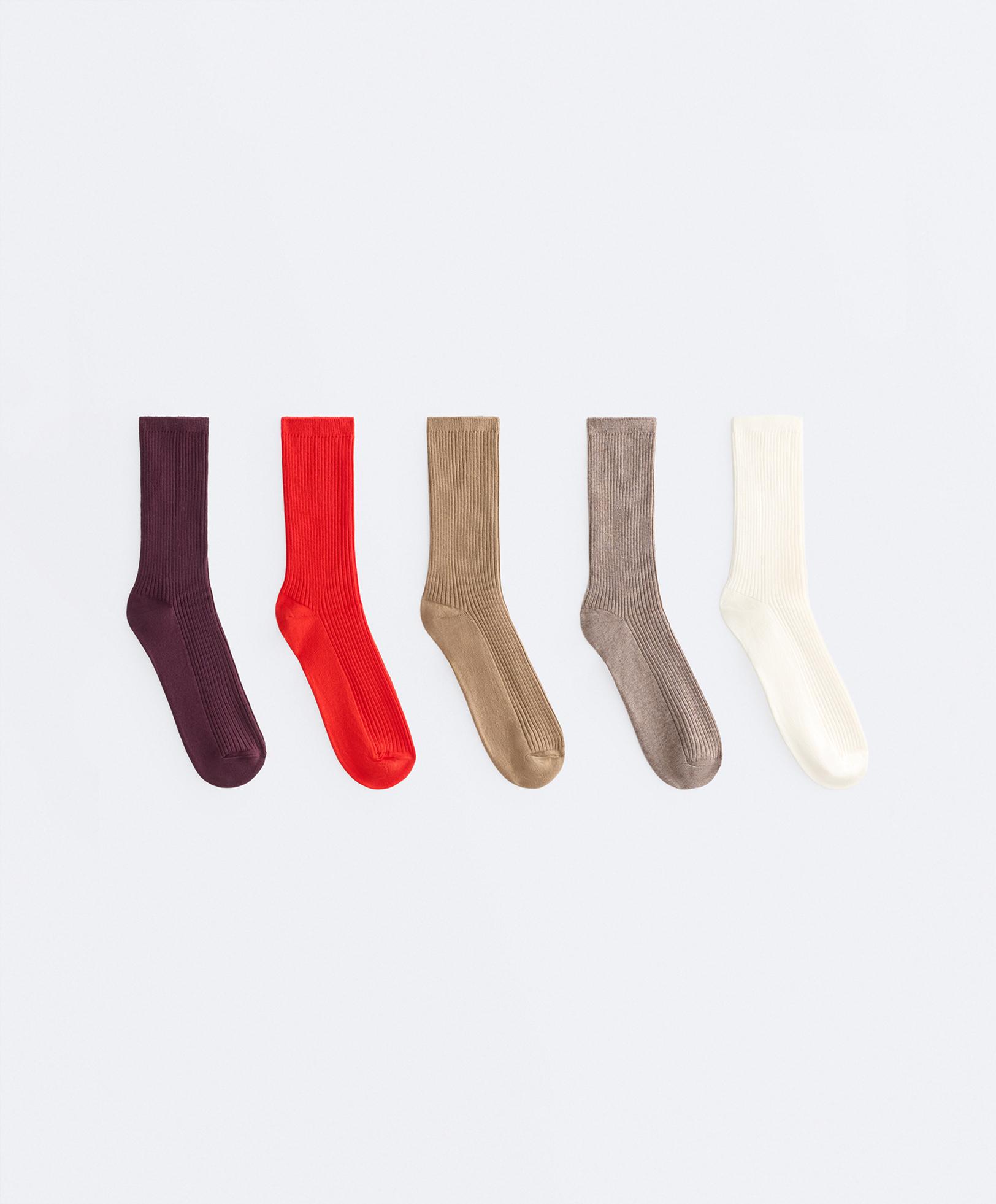 5 pairs of cotton blend classic socks — BRIGHT RED