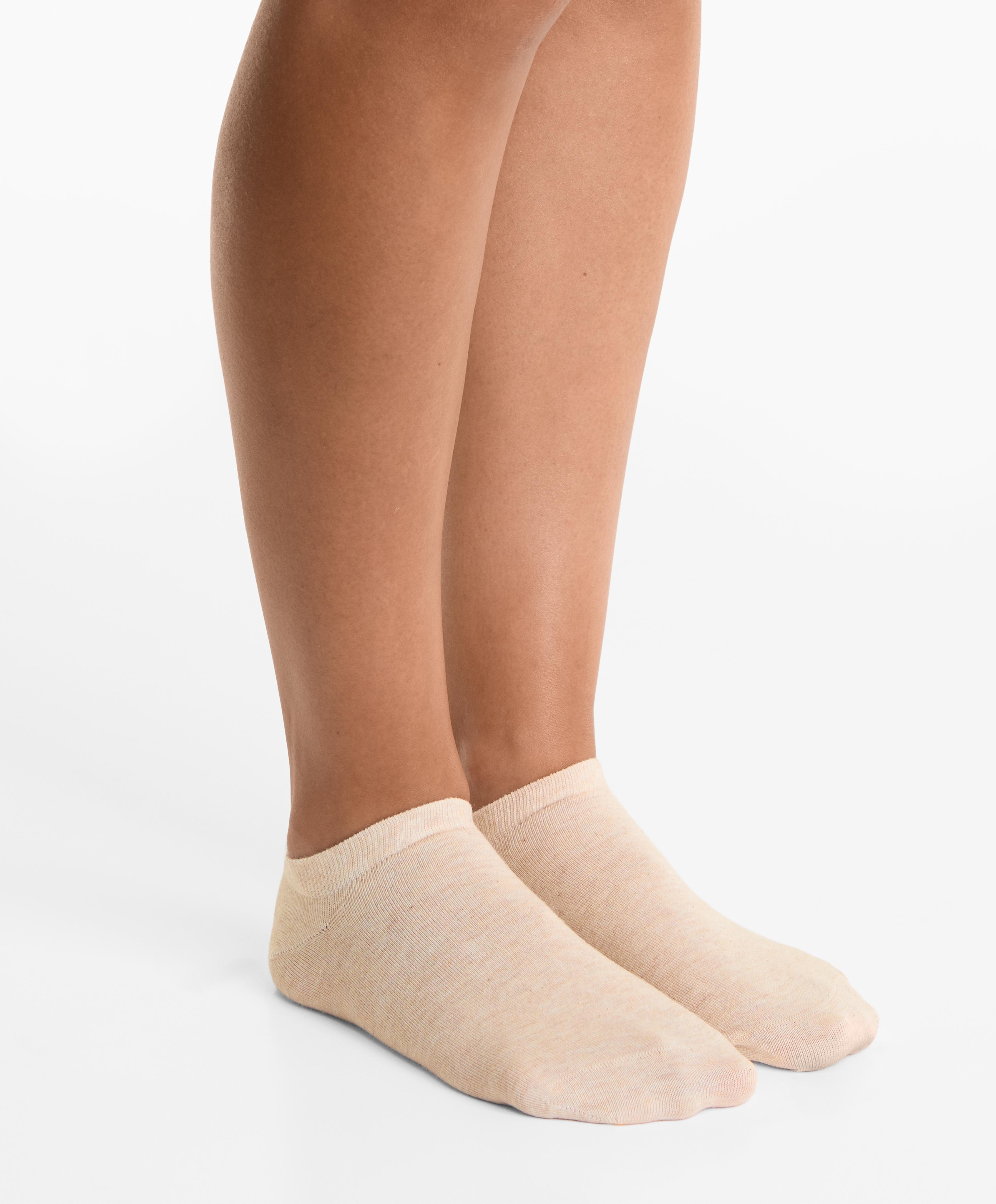 5 pairs of cotton blend sneaker socks — SAND MELANGE