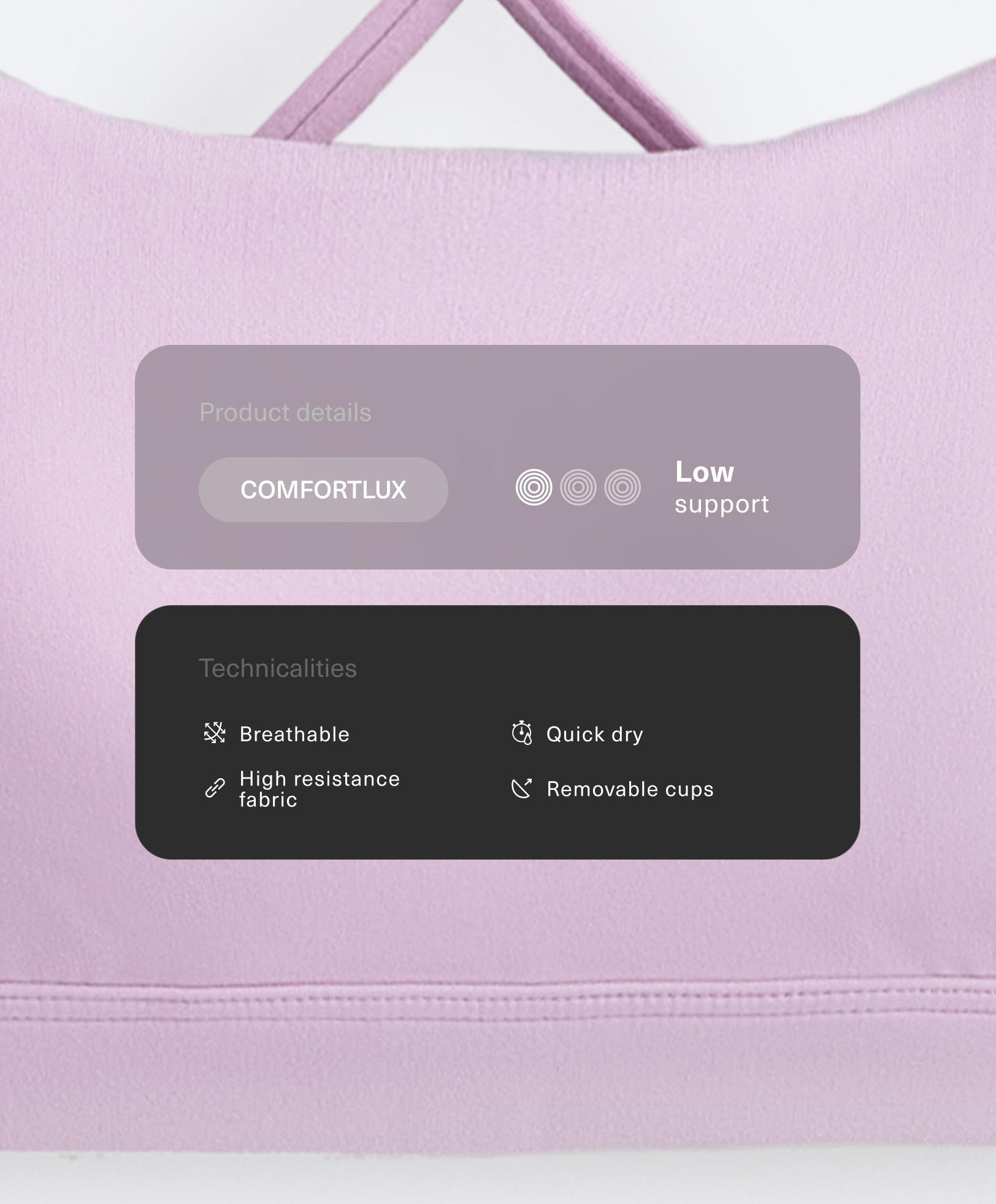 Спортен сутиен Comfortlux с кръстосани презрамки, лека поддръжка Спортен сутиен Comfortlux с кръстосани презрамки, лека поддръжка