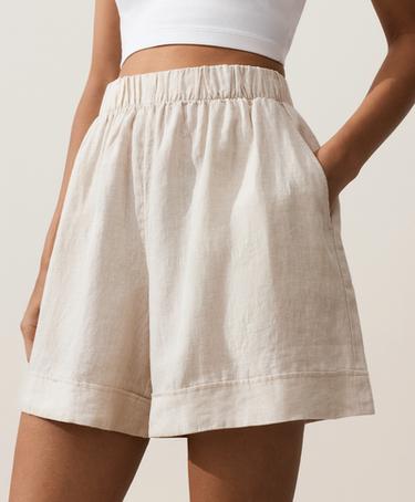 100% linen Bermuda shorts — SAND MELANGE 3