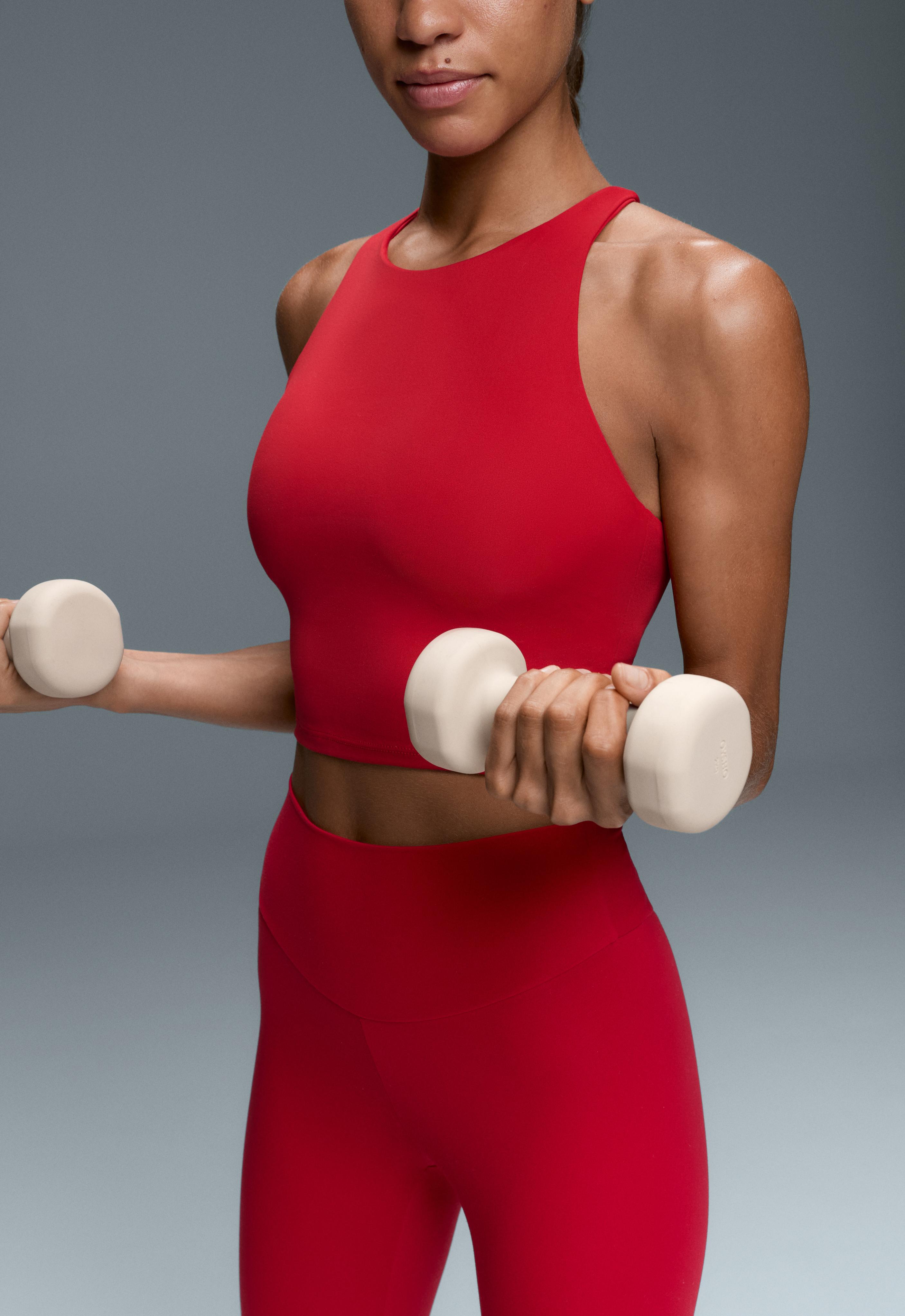 Comfortlux strappy tank top with cups — STRONG RED