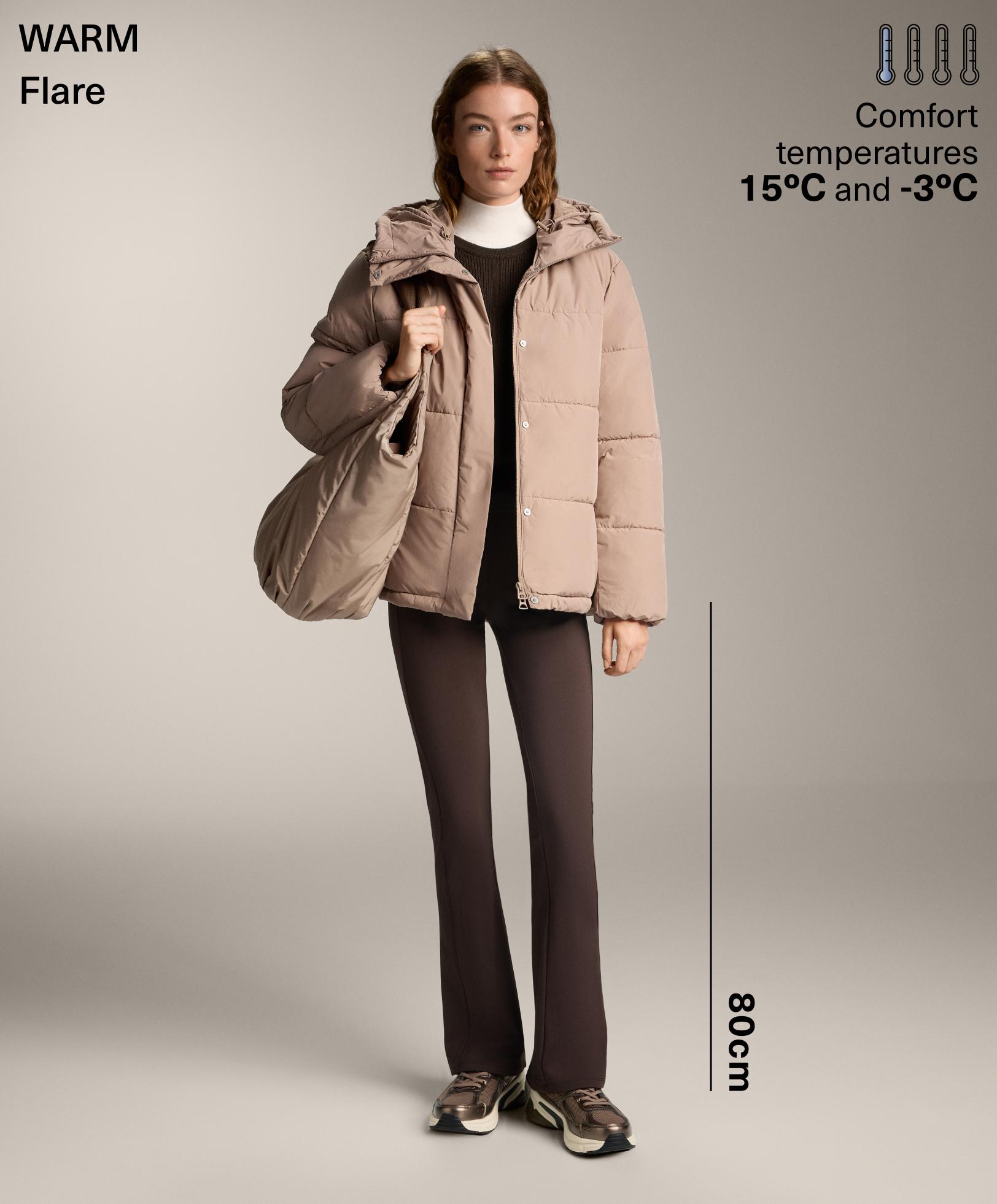 High rise warm flare trousers with pockets — DARK REDDISH‑BROWN