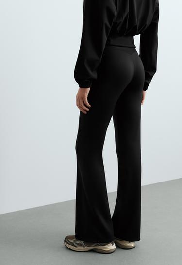 Neoprene-effect high rise flare trousers — BLACK 3