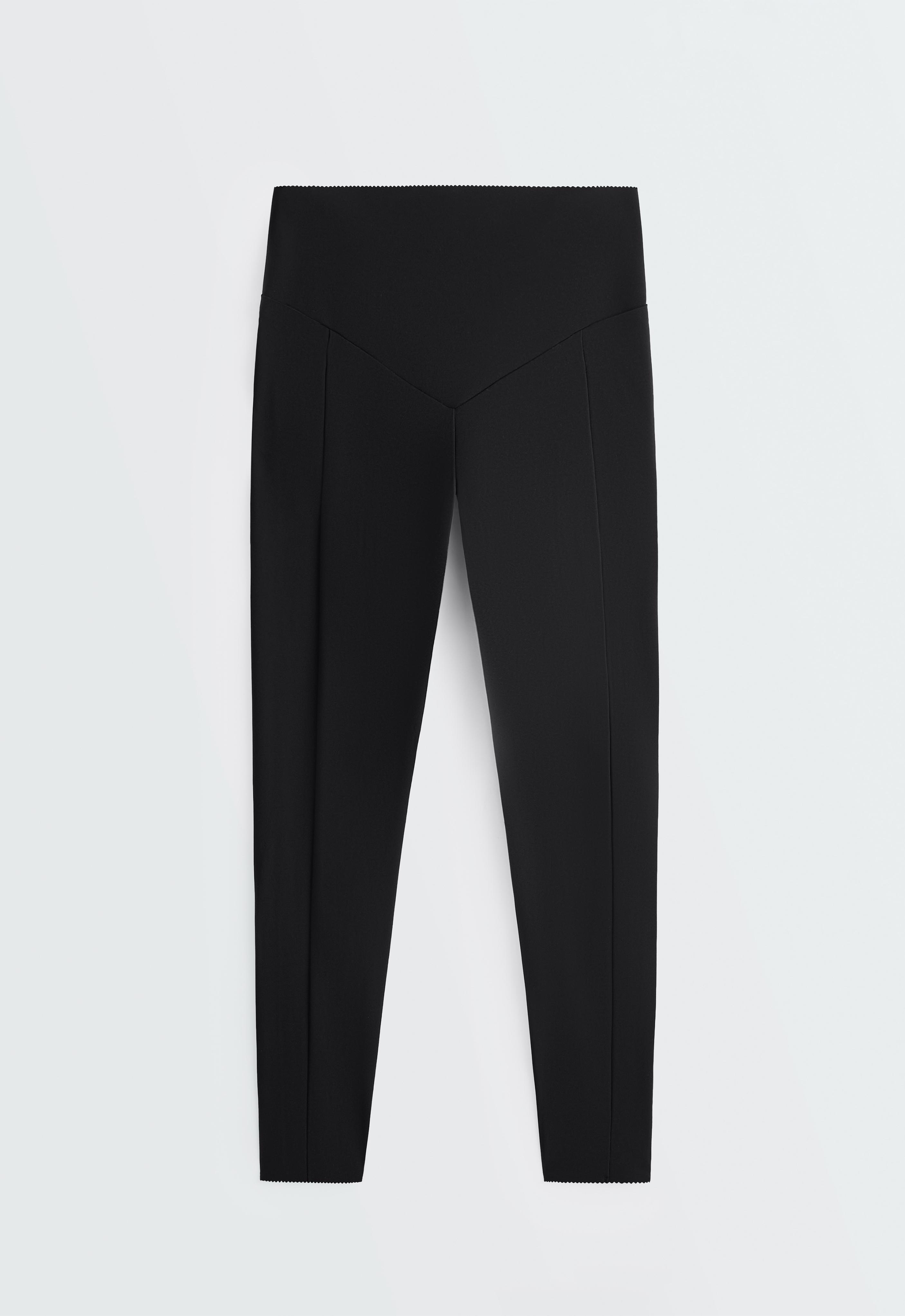 Compressive high-waisted pocket ankle-length leggings — BLACK
