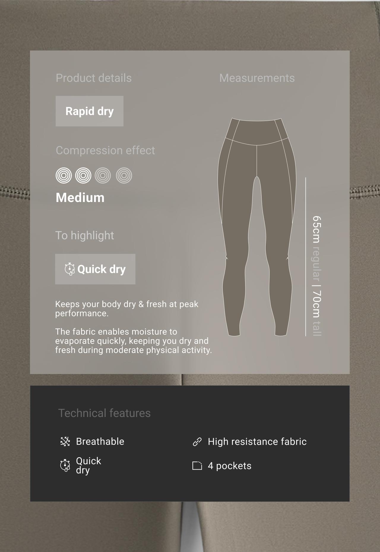 Ankle-length High rise Rapid Dry leggings with pockets — CHARCOAL GREY