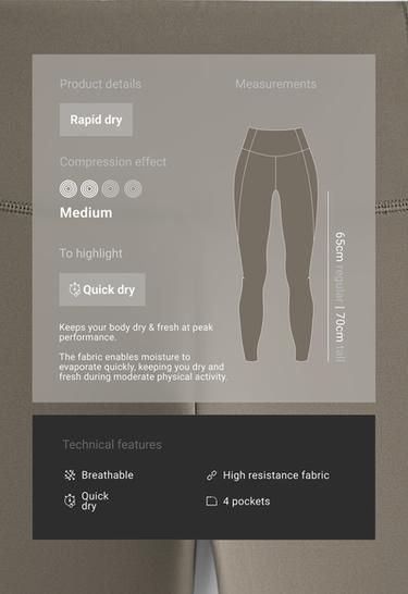 Ankle-length High rise Rapid Dry leggings with pockets — CHARCOAL GREY 2