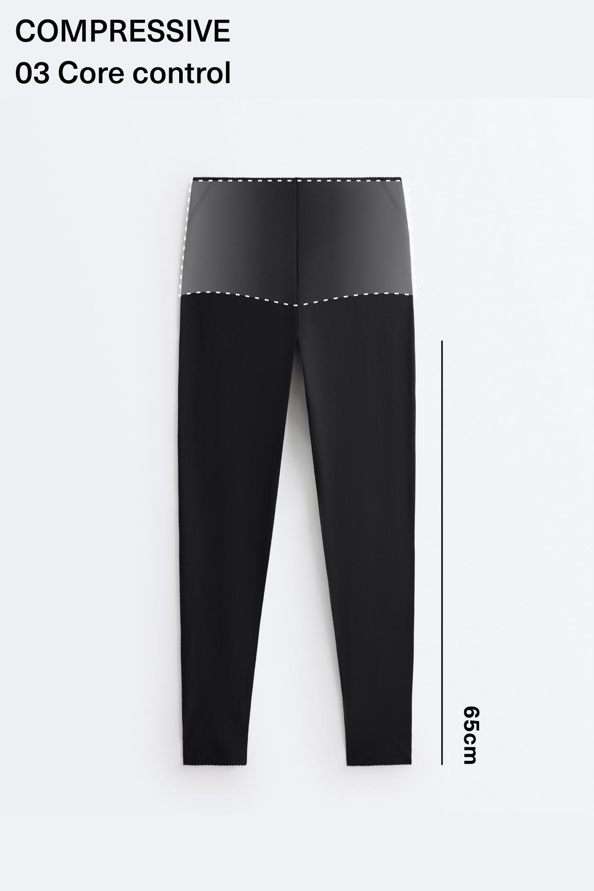 Compressive high-rise core-control ankle-length leggings — BLACK