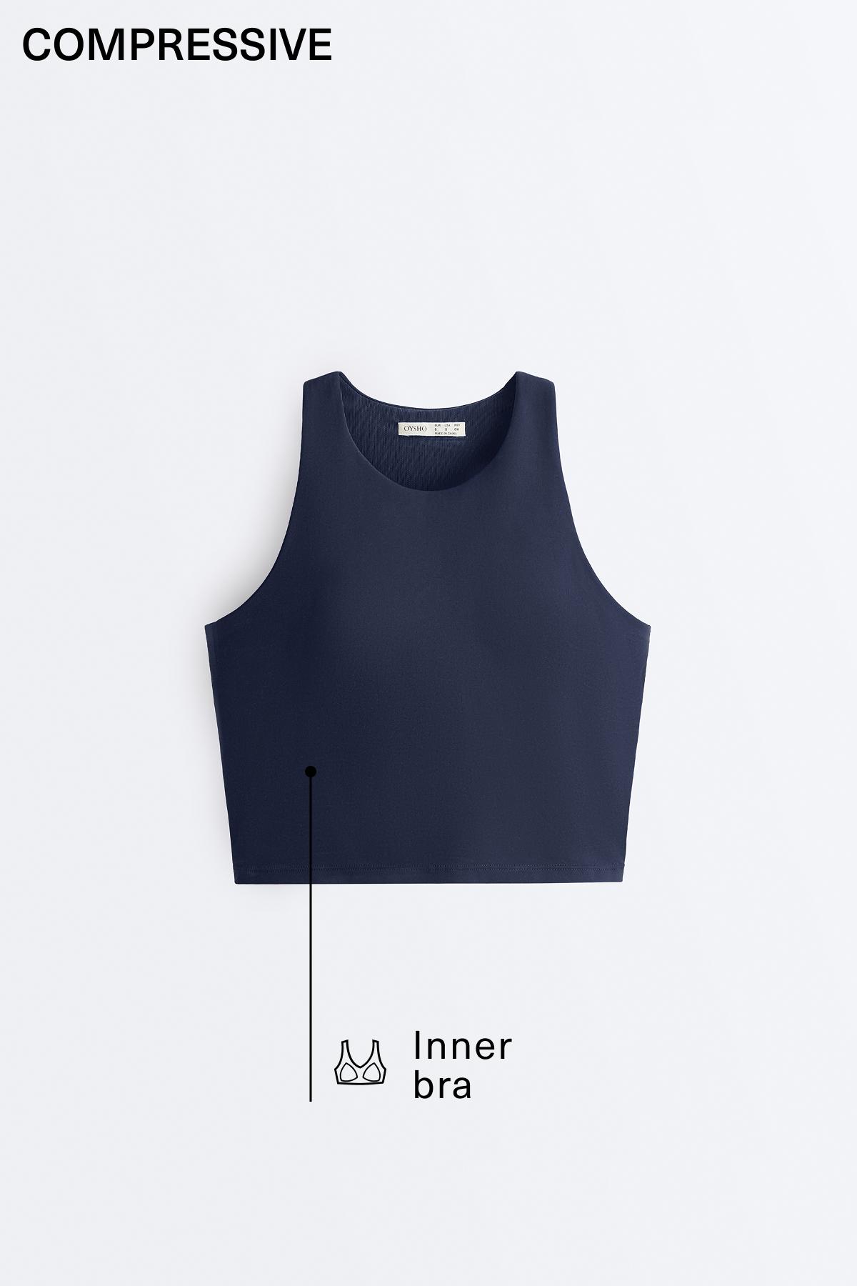 Compressive halter tank top — NAVY BLUE