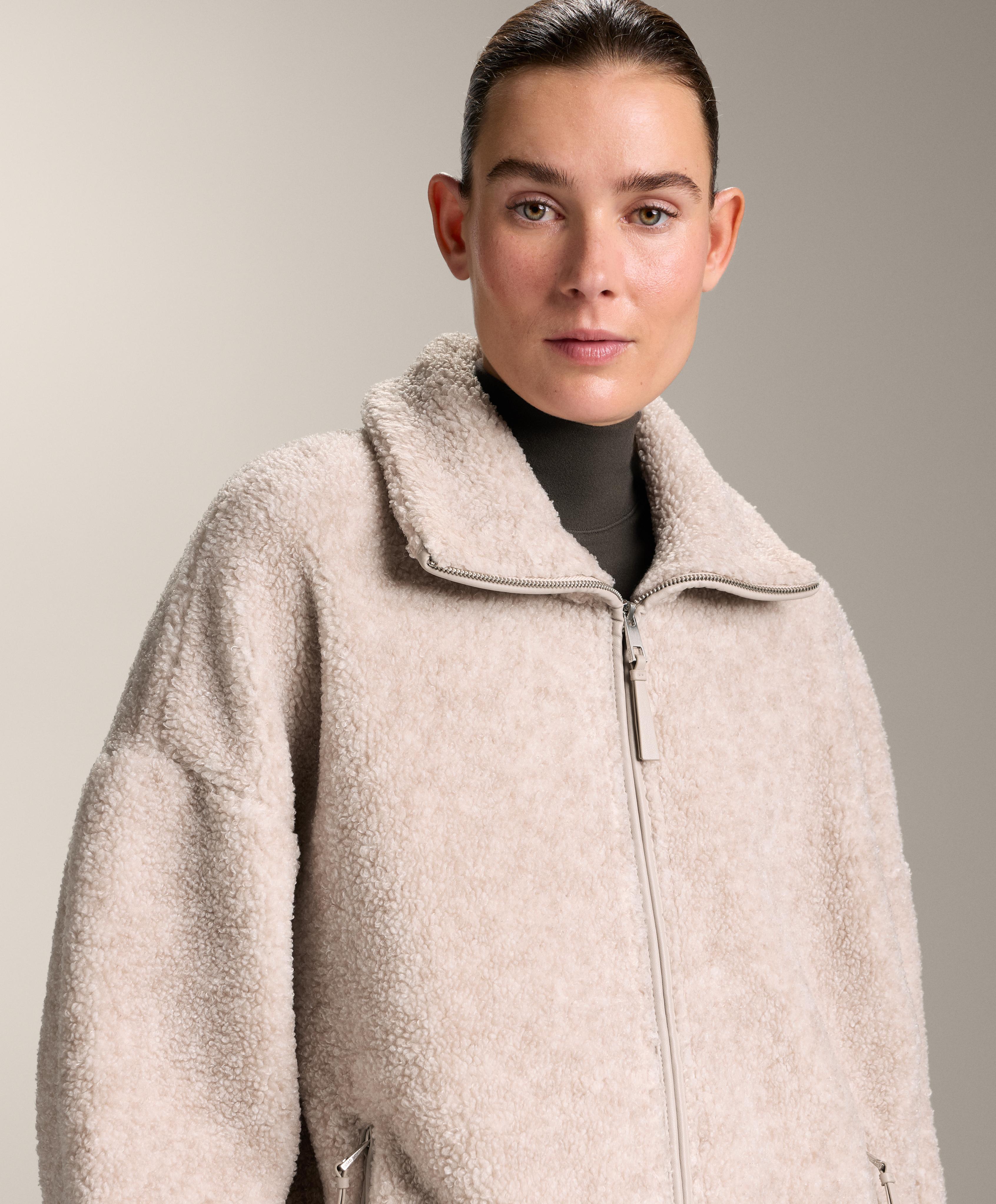 Oversize faux-shearling jacket — PALE ASPHALT