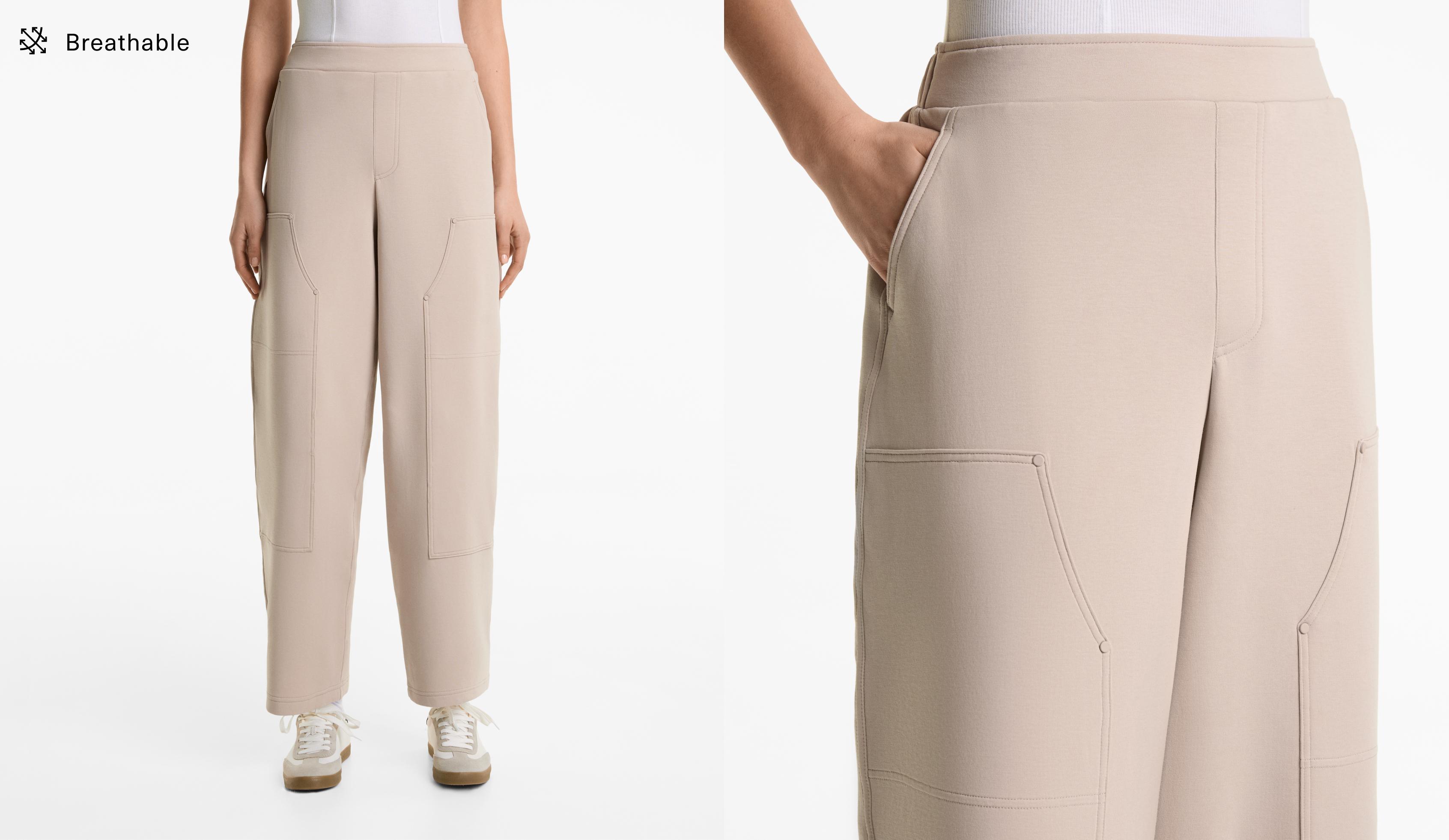Relaxed cotton blend trousers with front details