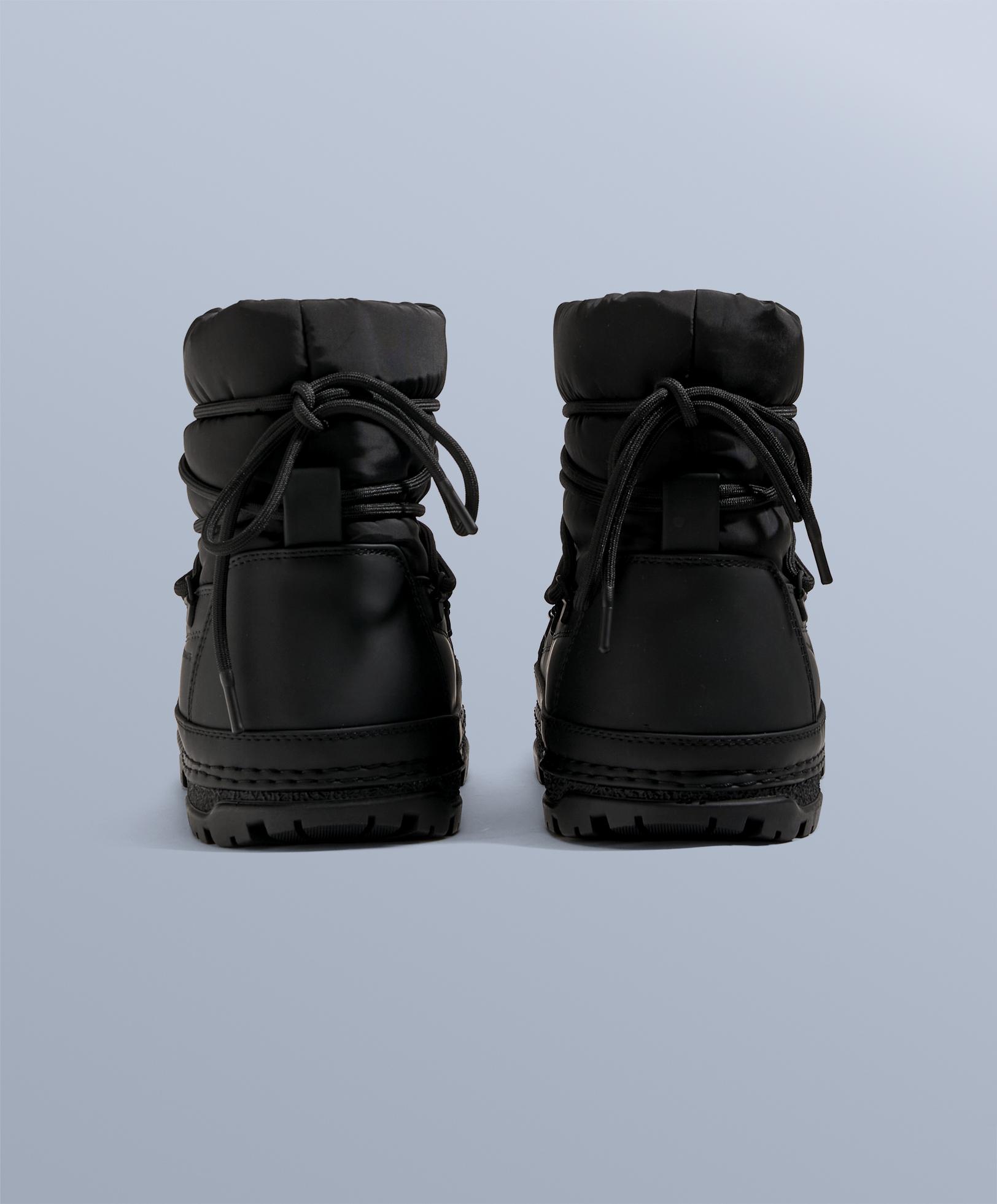 Lace-up nylon après-ski boots — BLACK