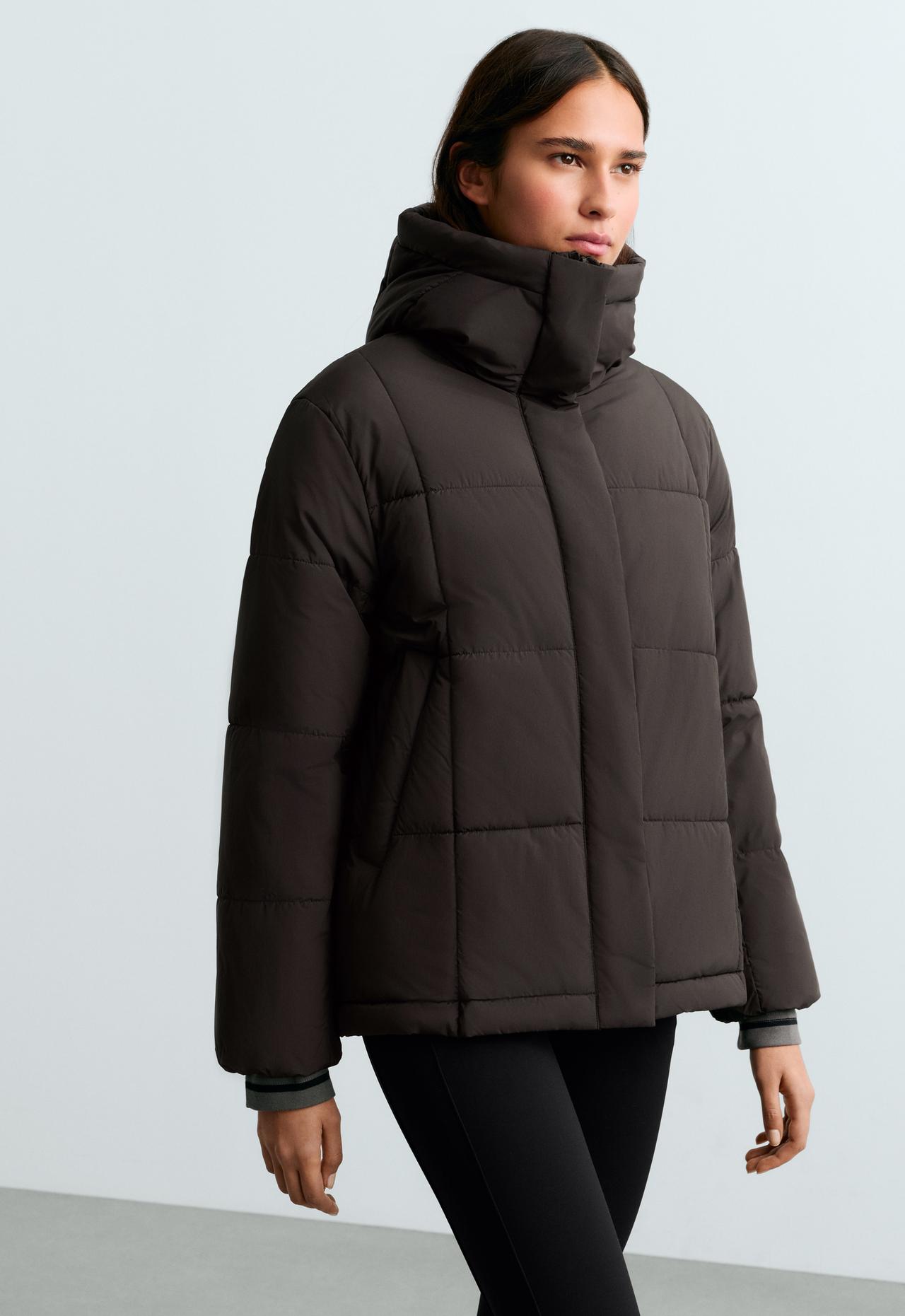Padded Primaloft® water-repellent A-line jacket — DARK BROWN