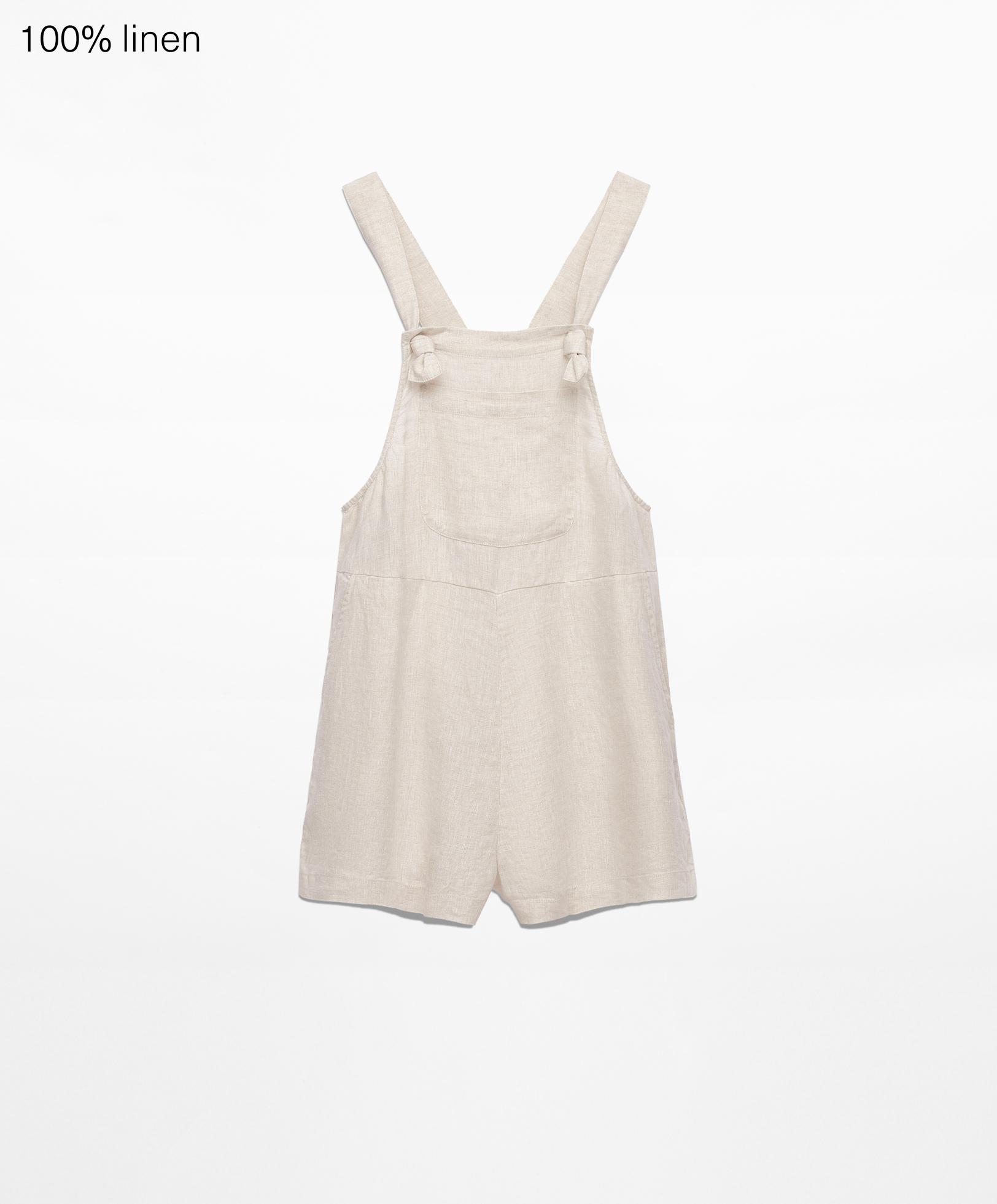 Combi-short à bretelles 100 % lin - Soldes