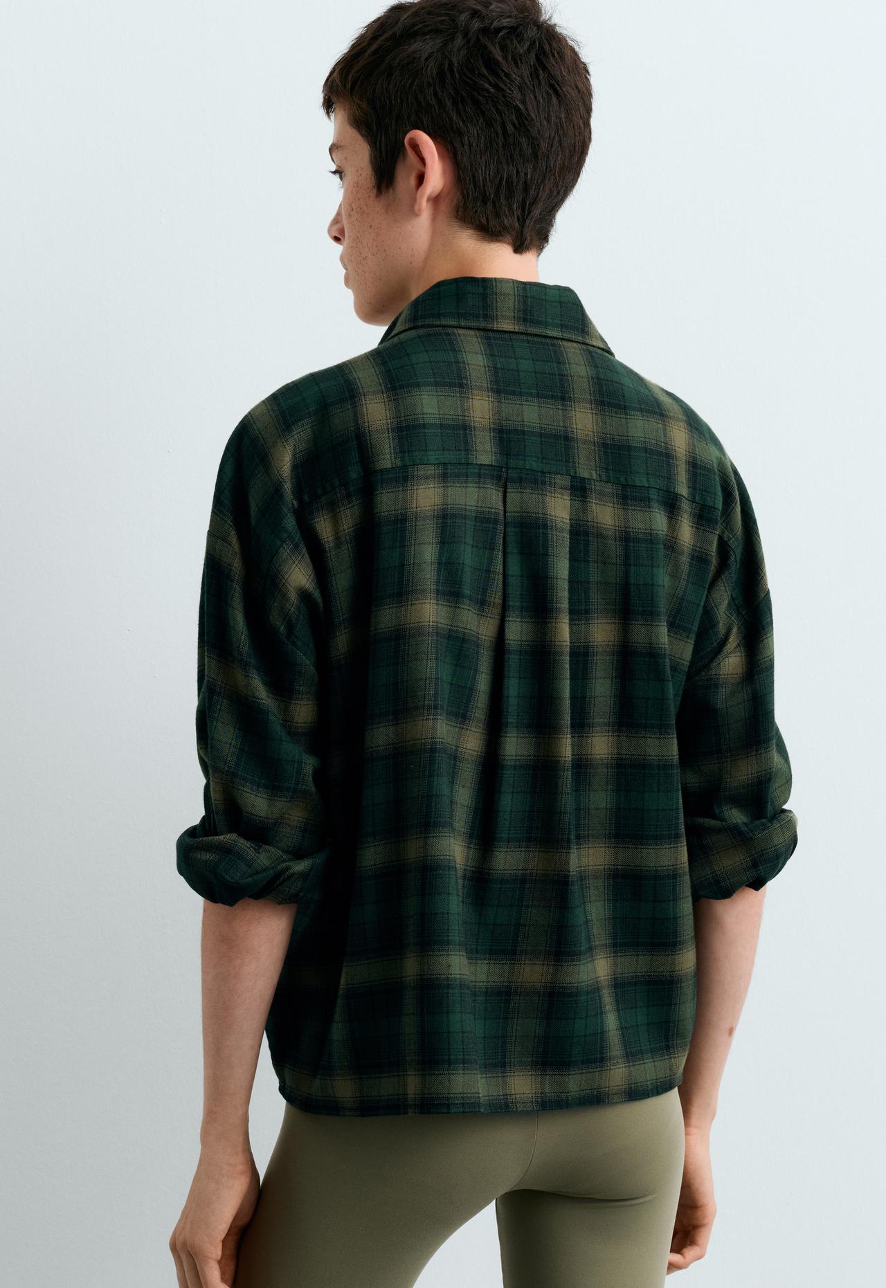 Checked cotton cropped shirt — EMERALD GREEN