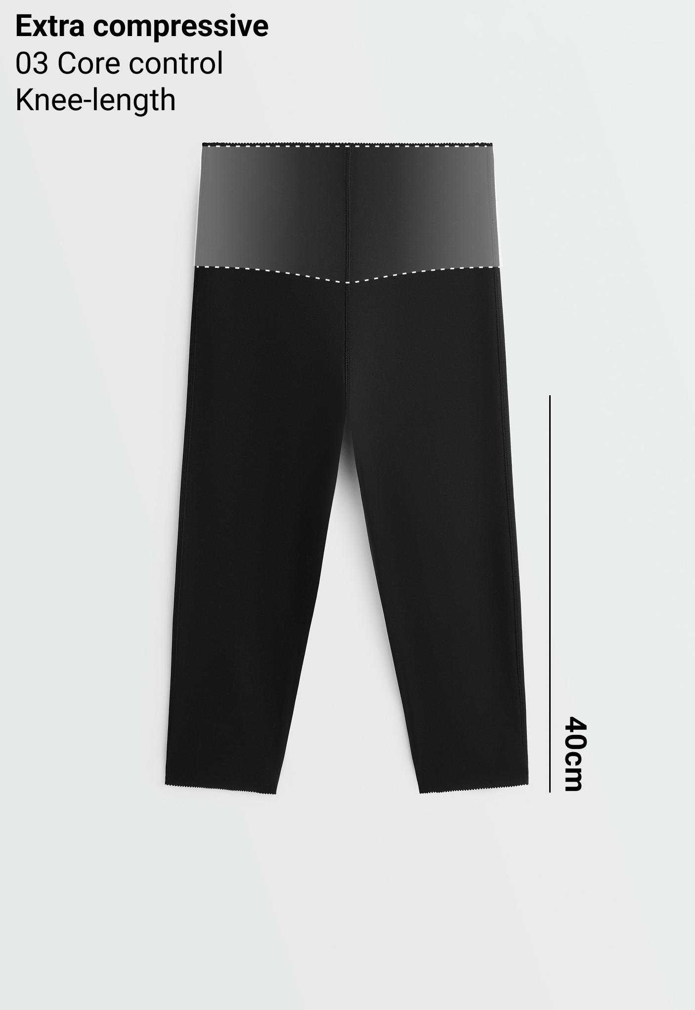 Extra Compressive core control 40cm knee-length leggings — BLACK