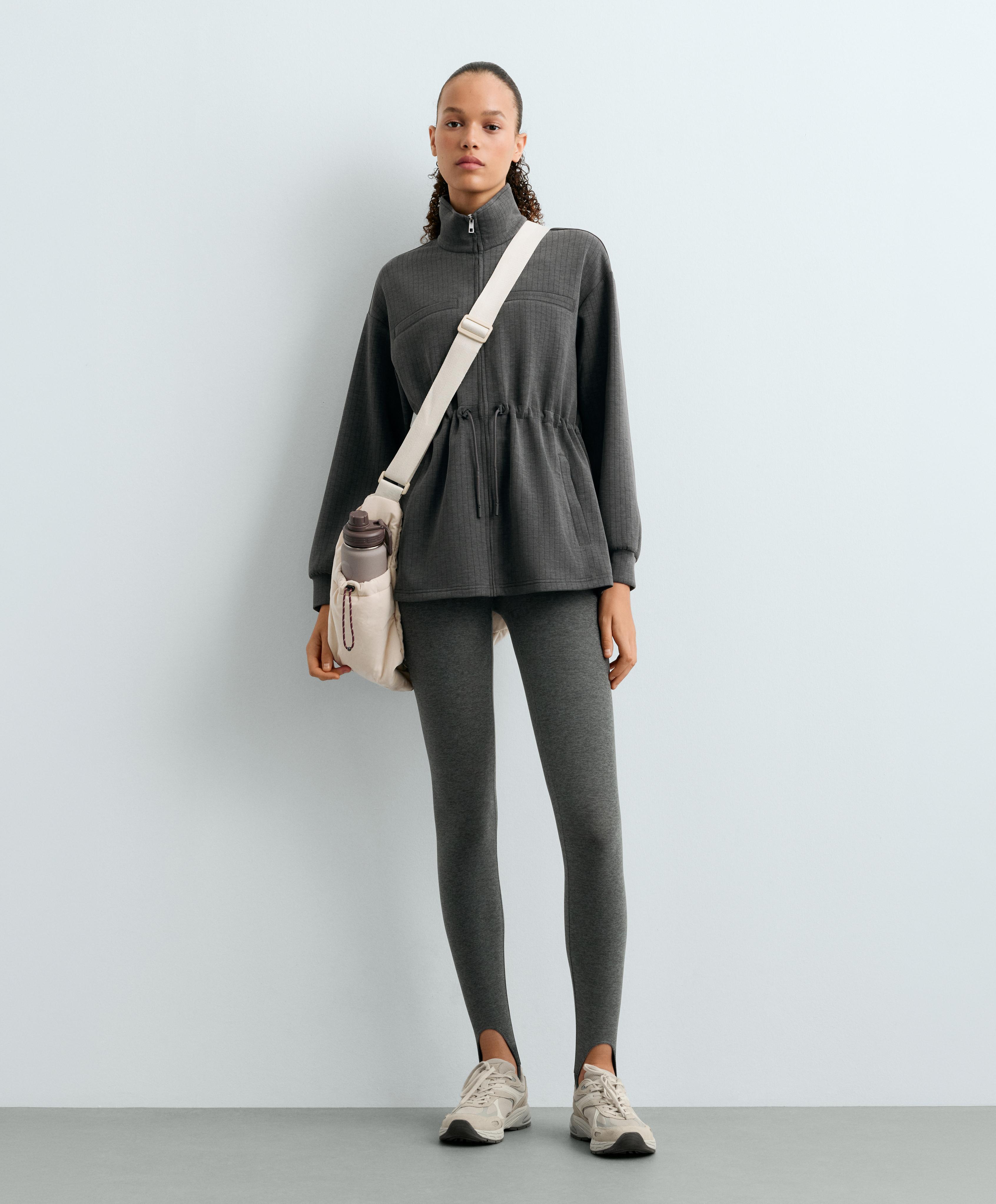 Long Soft-Touch Modal Jacket in Pinstripe — ASPHALT GREY