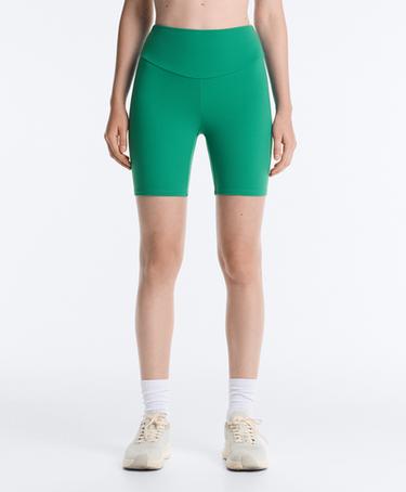 High rise 20cm biker piqué leggings — MID-GREEN MELANGE 1