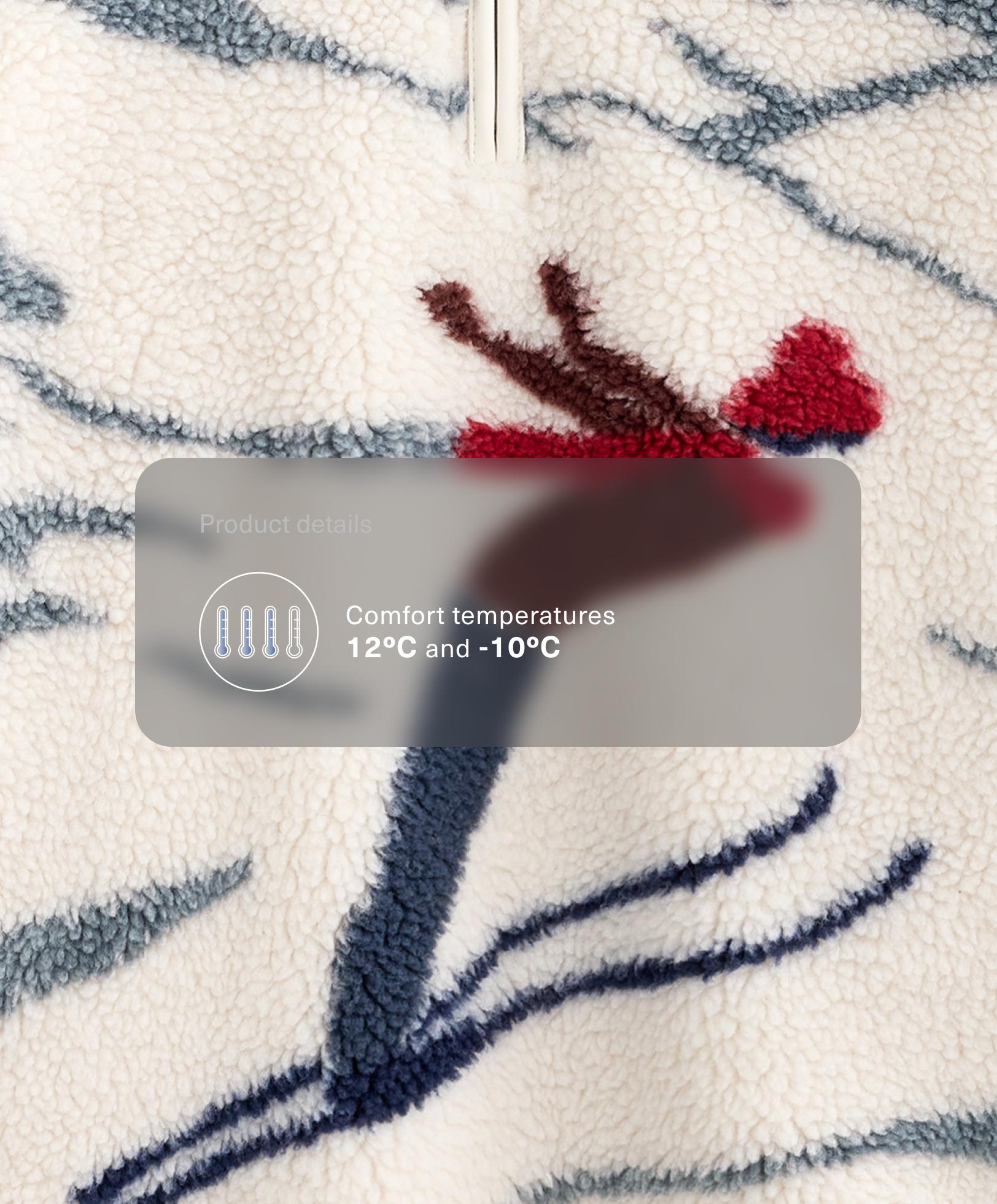 جاكيت من فرو الغنم الاصطناعي للتزلج بنصف سحاب - تنزيلات