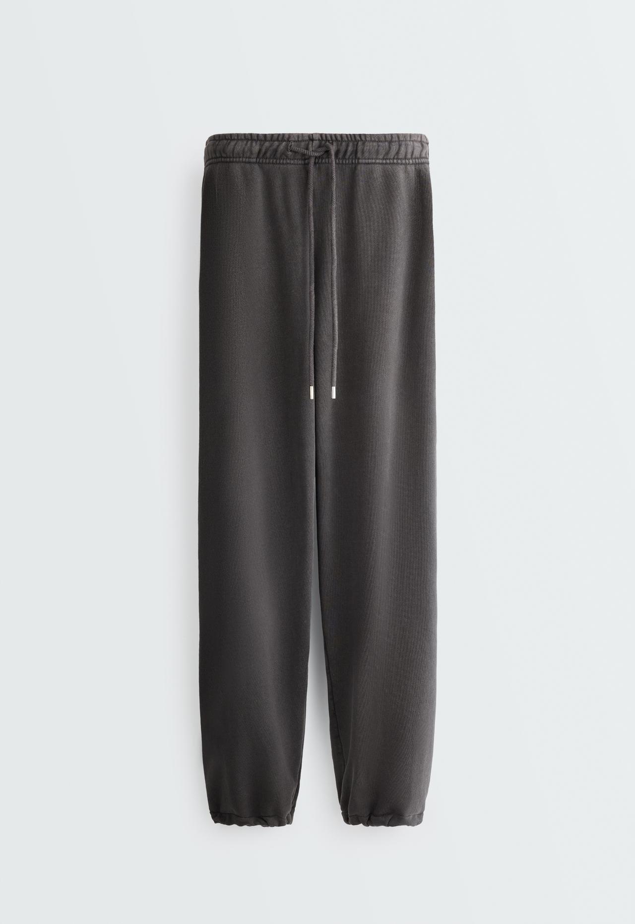 Adjustable cotton-blend fleece straight trousers — DARK ANTHRACITE