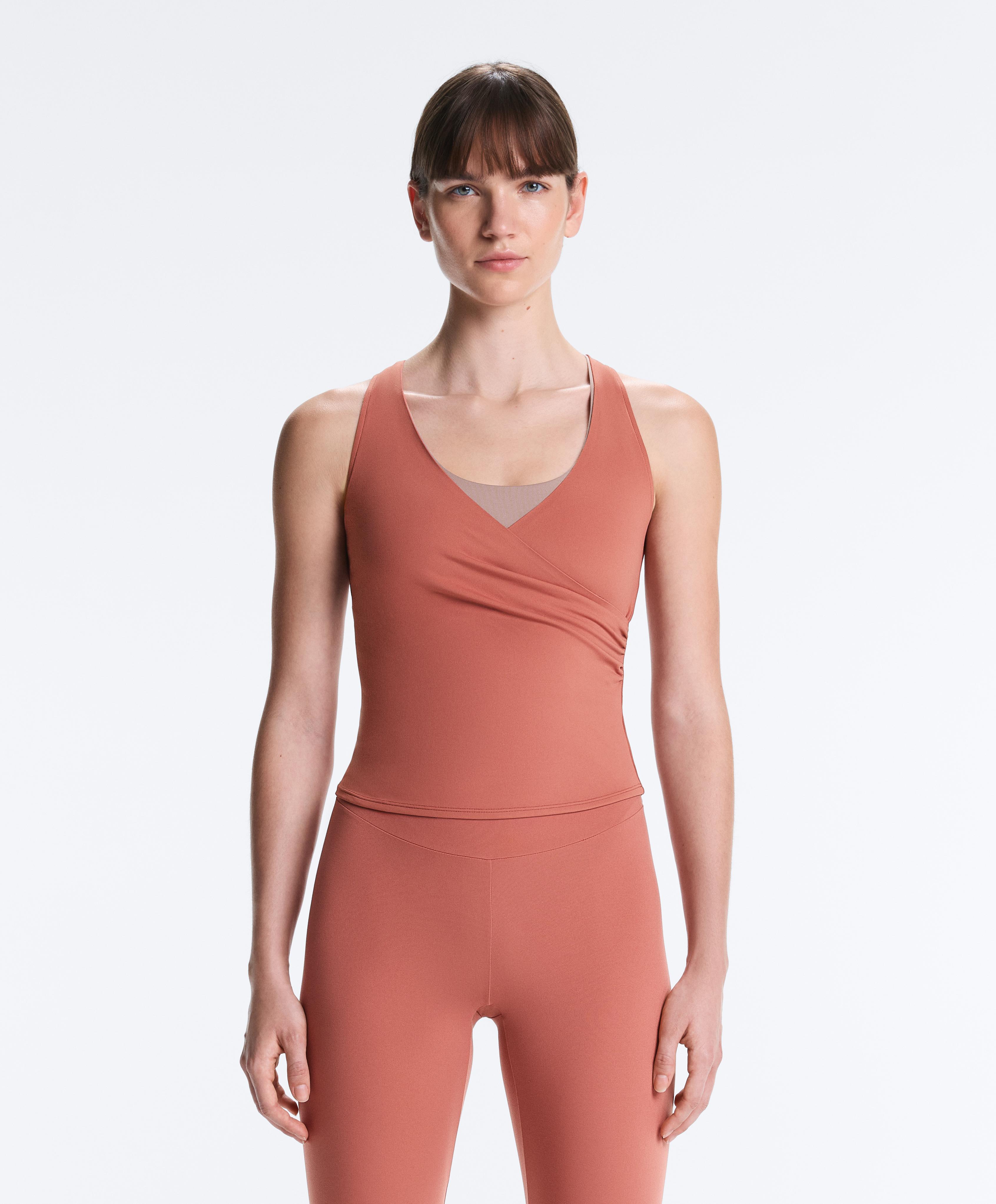 Cross-over sleeveless Comfortlux T-shirt — ROSETTE BLUSH