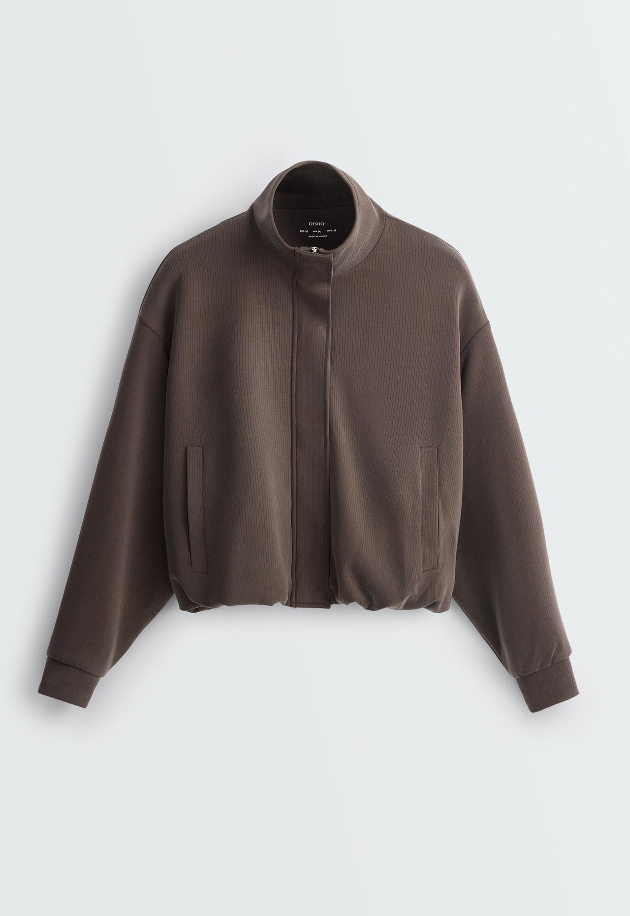 Striped jacket with modal — BROWN