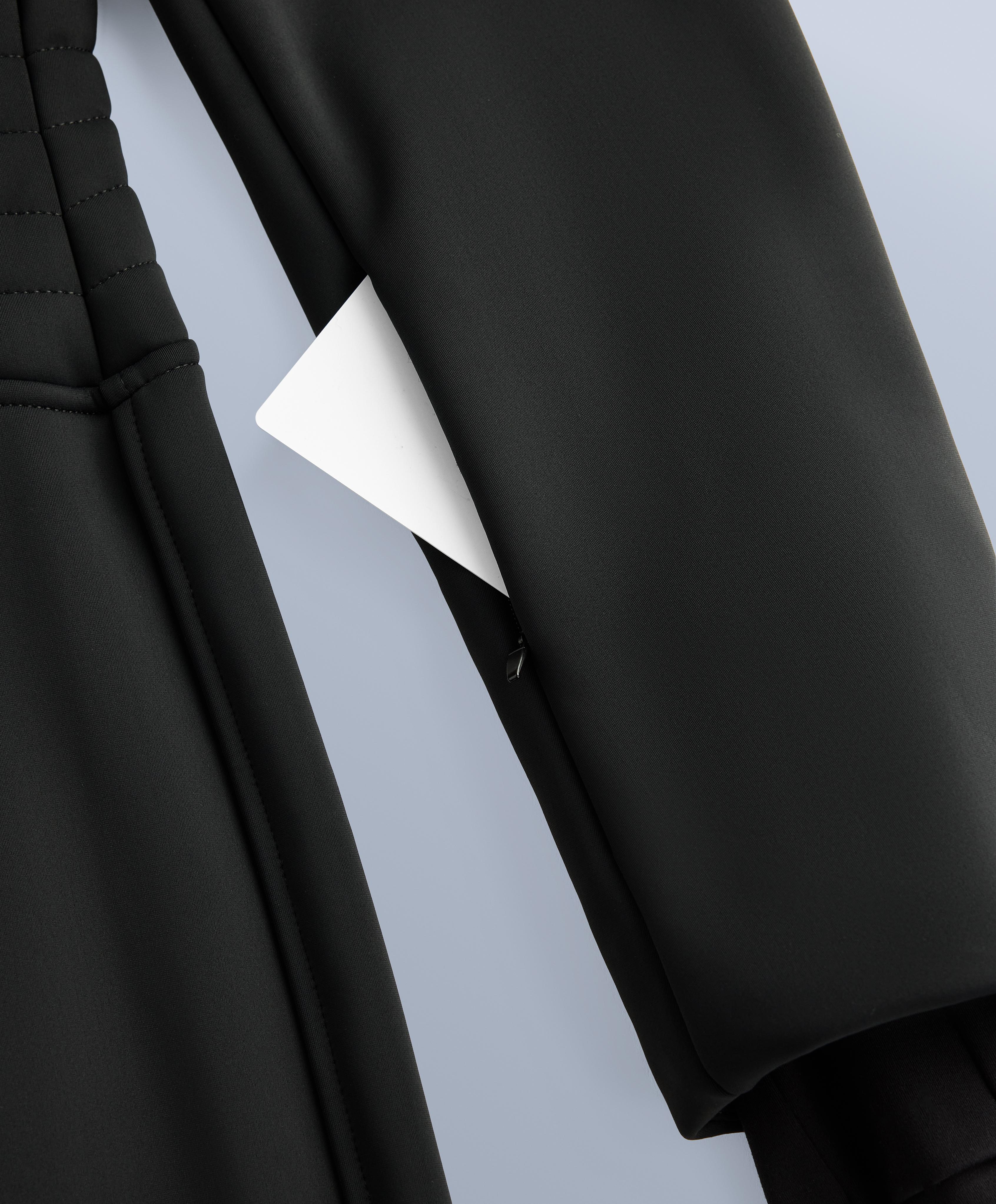 Water-resistant fitted stretch SKI jumpsuit — BLACK